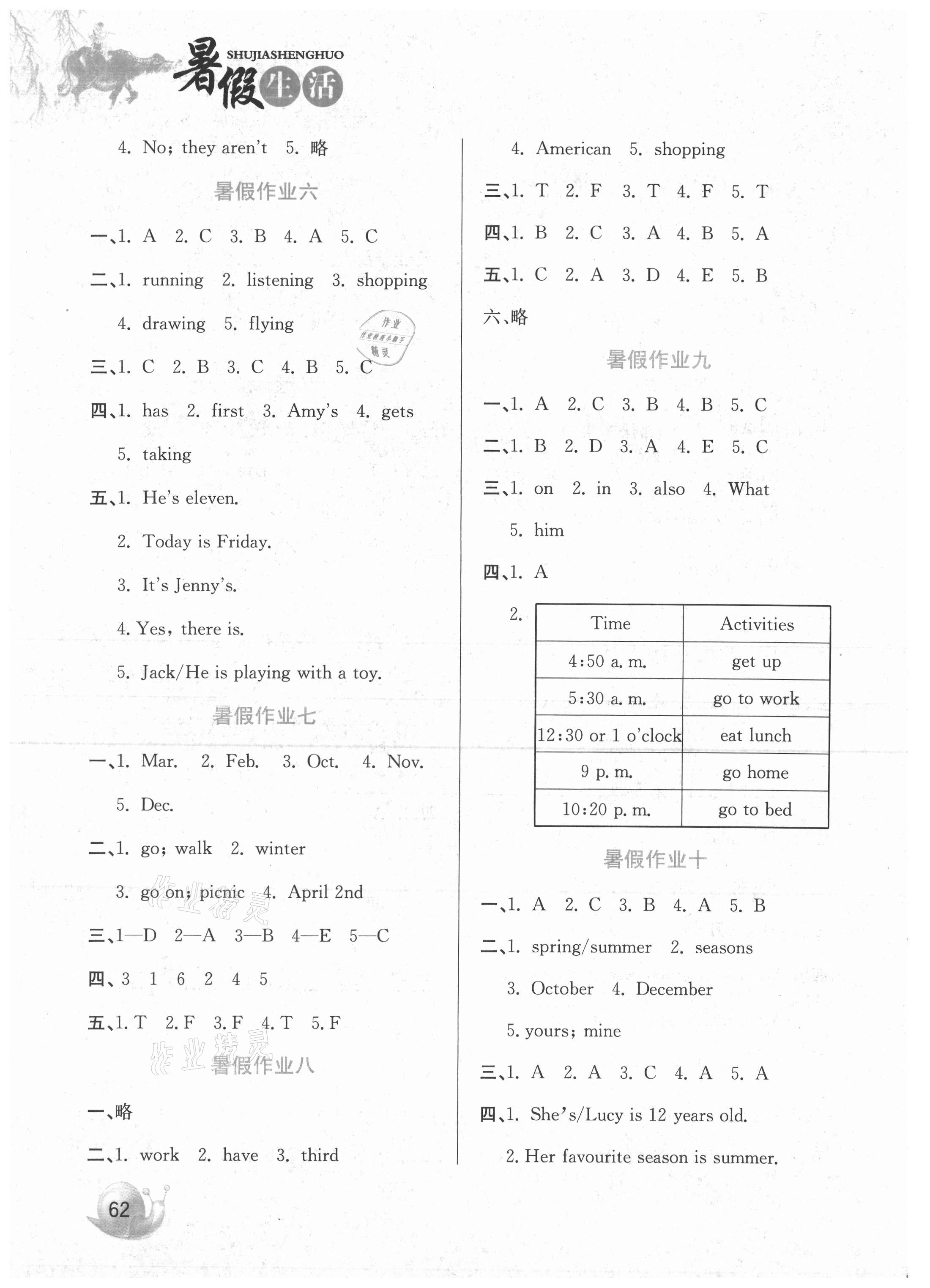 2021年暑假生活五年级英语河北美术出版社 第2页