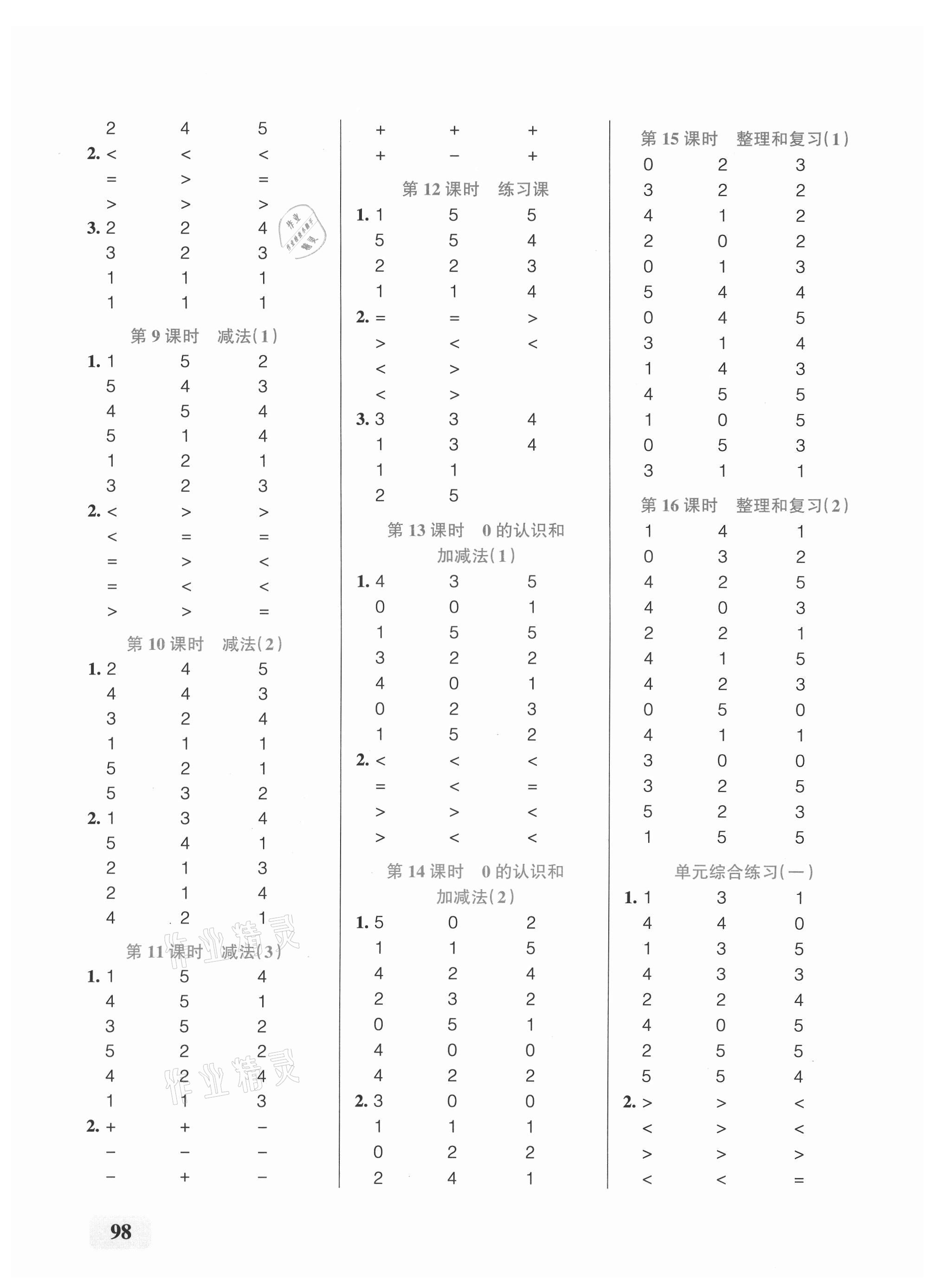 2021年小學(xué)學(xué)霸口算一年級(jí)數(shù)學(xué)上冊(cè)人教版 第2頁(yè)