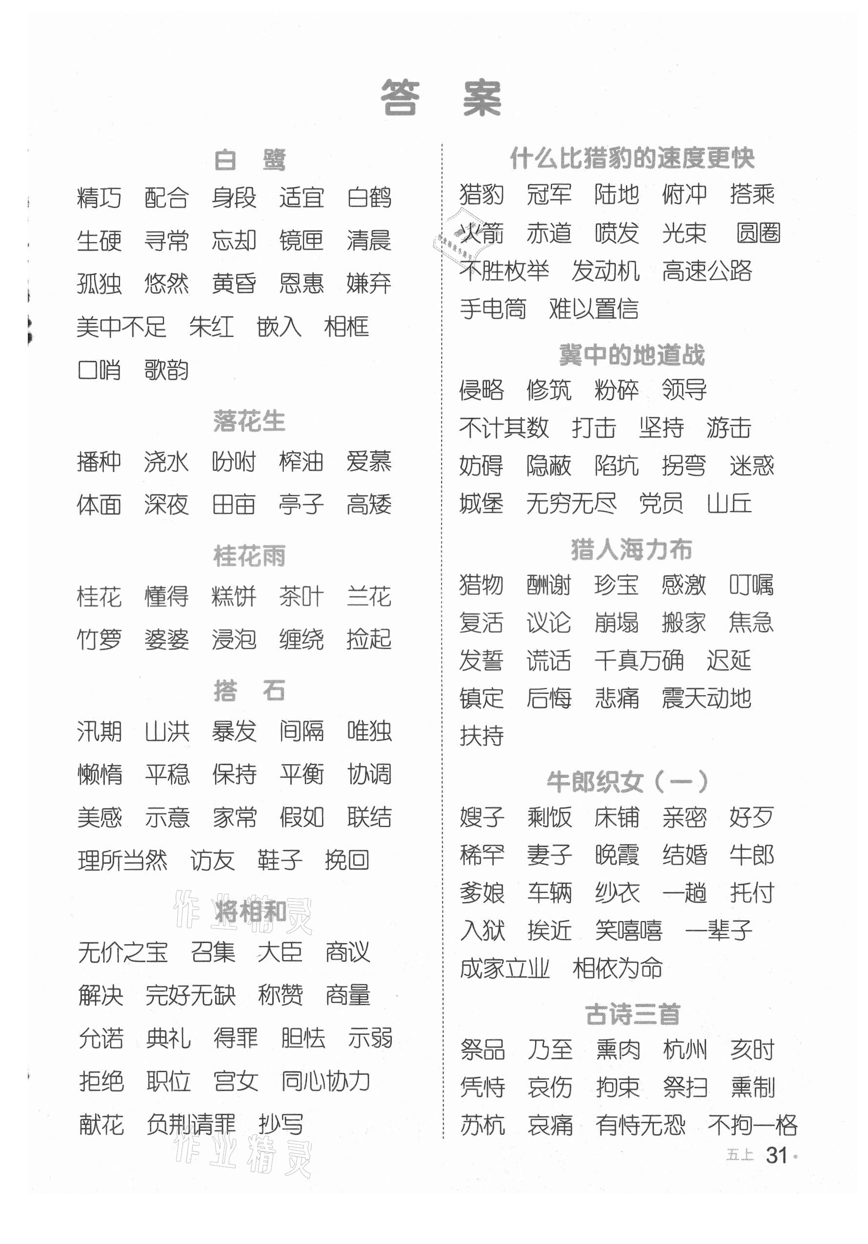 2021年陽(yáng)光同學(xué)默寫(xiě)小達(dá)人五年級(jí)語(yǔ)文上冊(cè)人教版 參考答案第1頁(yè)