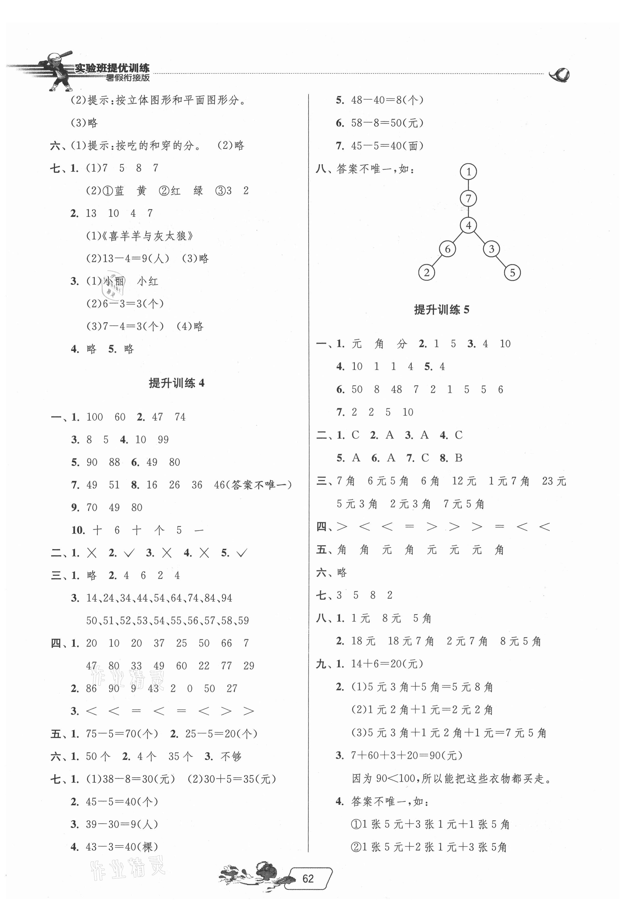 2021年實驗班提優(yōu)訓練暑假銜接版一升二年級數(shù)學人教版 第2頁