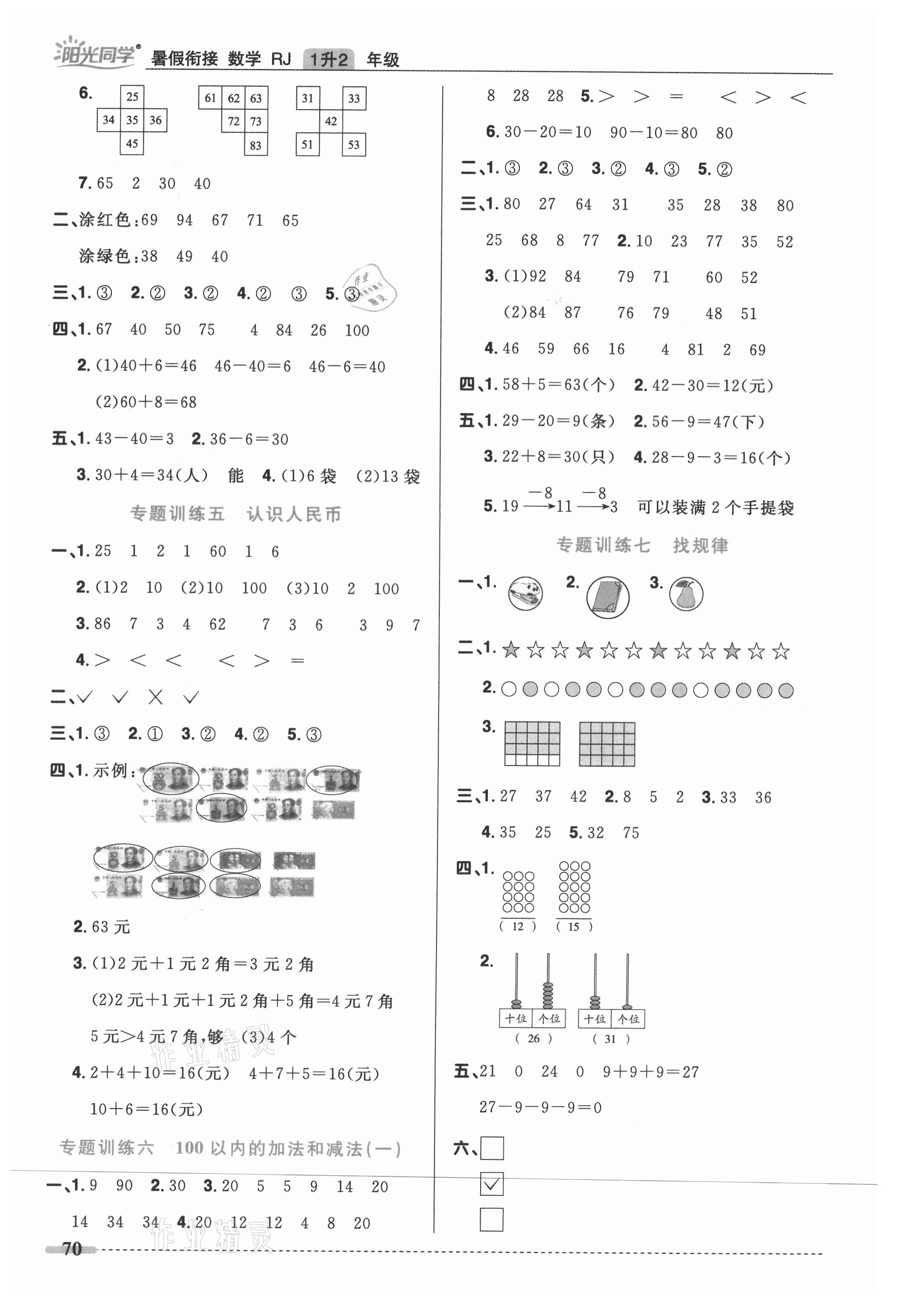 2021年陽(yáng)光同學(xué)暑假銜接1升2年級(jí)數(shù)學(xué)人教版 第2頁(yè)