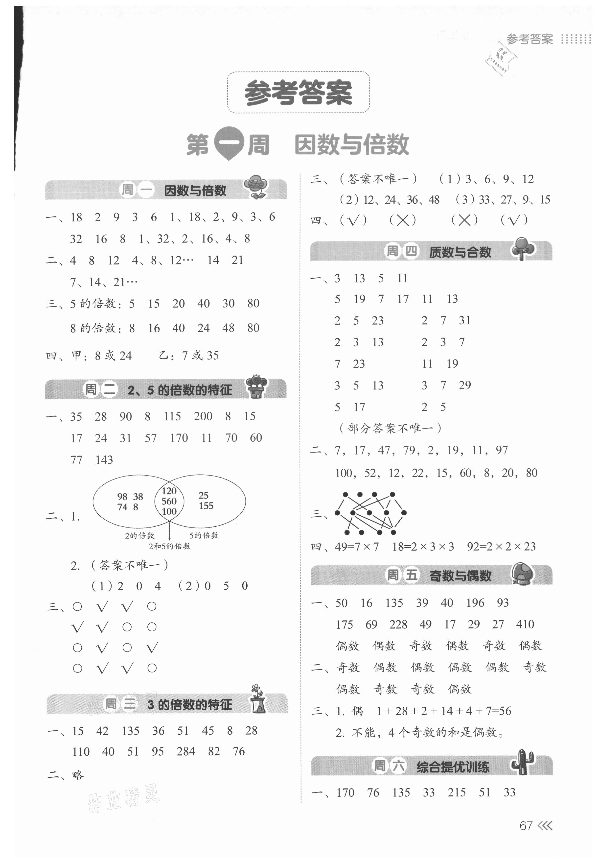 2021年開心暑假口算題五年級 第1頁