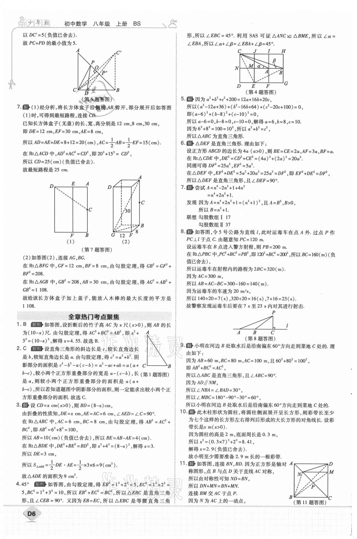 2021年少年班八年級數(shù)學上冊北師大版 參考答案第7頁