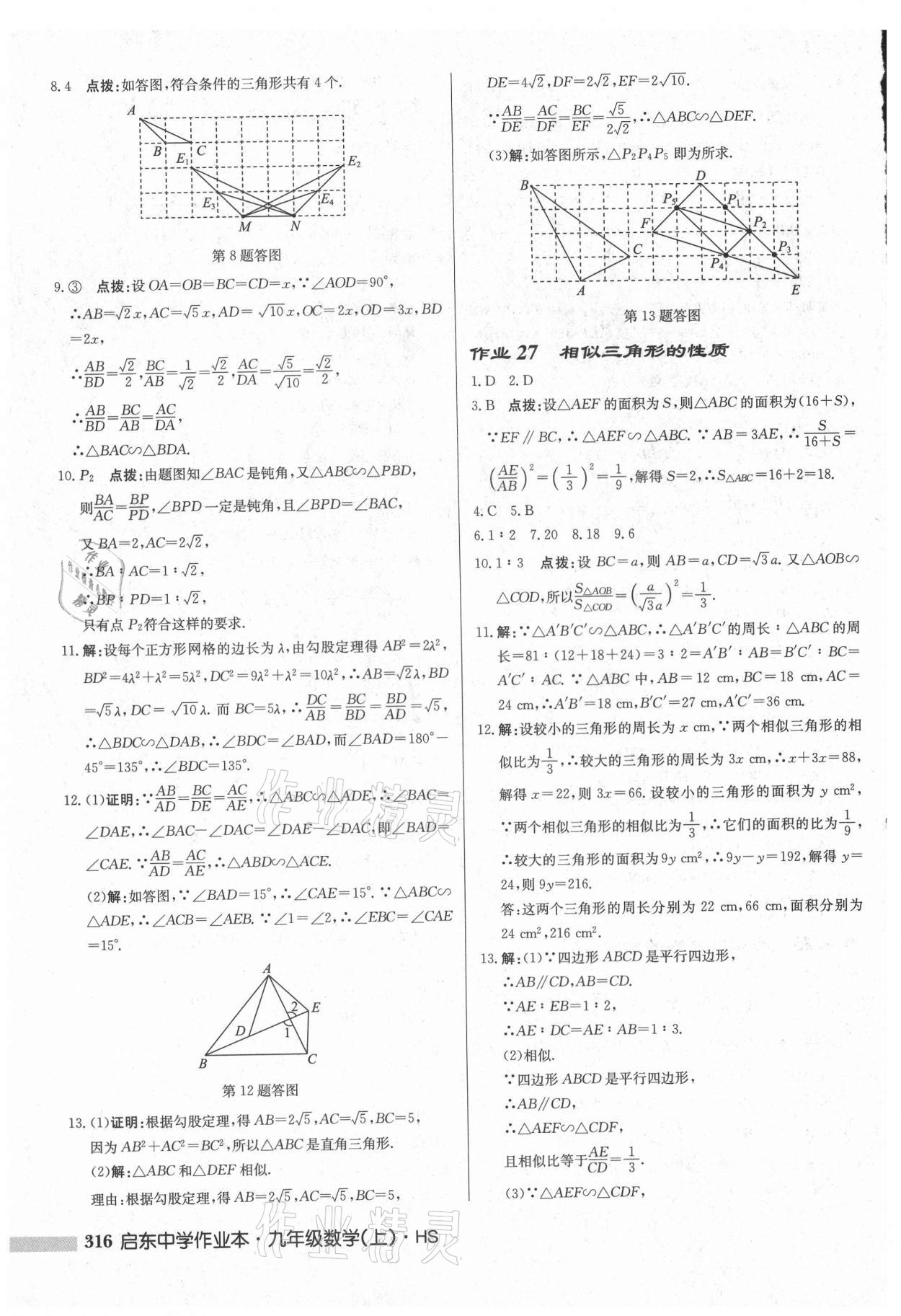 2021年啟東中學(xué)作業(yè)本九年級數(shù)學(xué)上冊華師大版吉林專版 第18頁