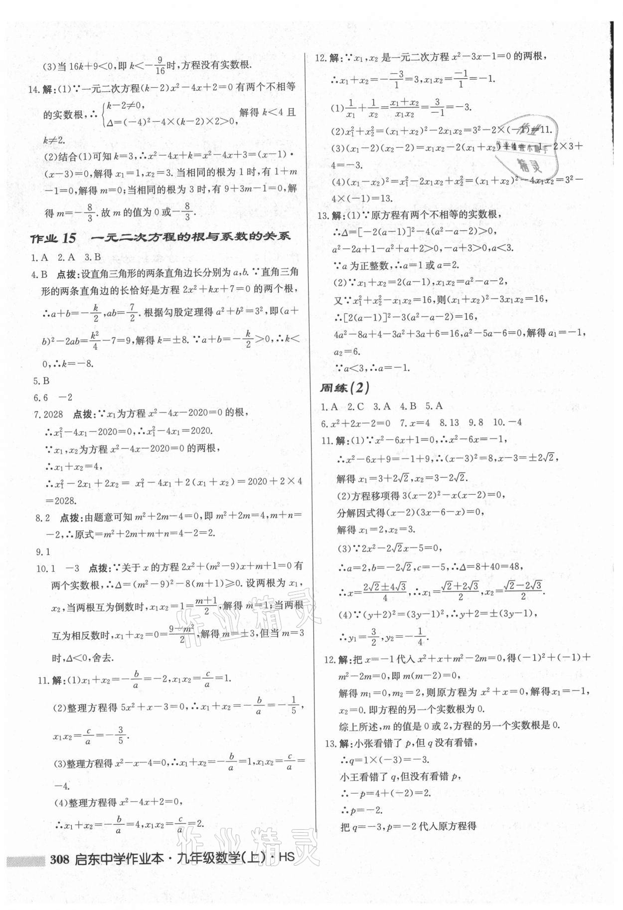 2021年啟東中學作業(yè)本九年級數學上冊華師大版吉林專版 第10頁