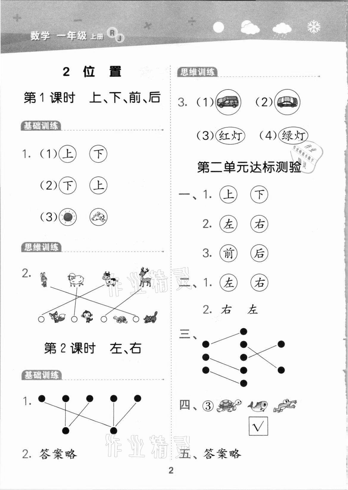 2021年口算大通關(guān)一年級(jí)數(shù)學(xué)上冊(cè)人教版 第2頁(yè)