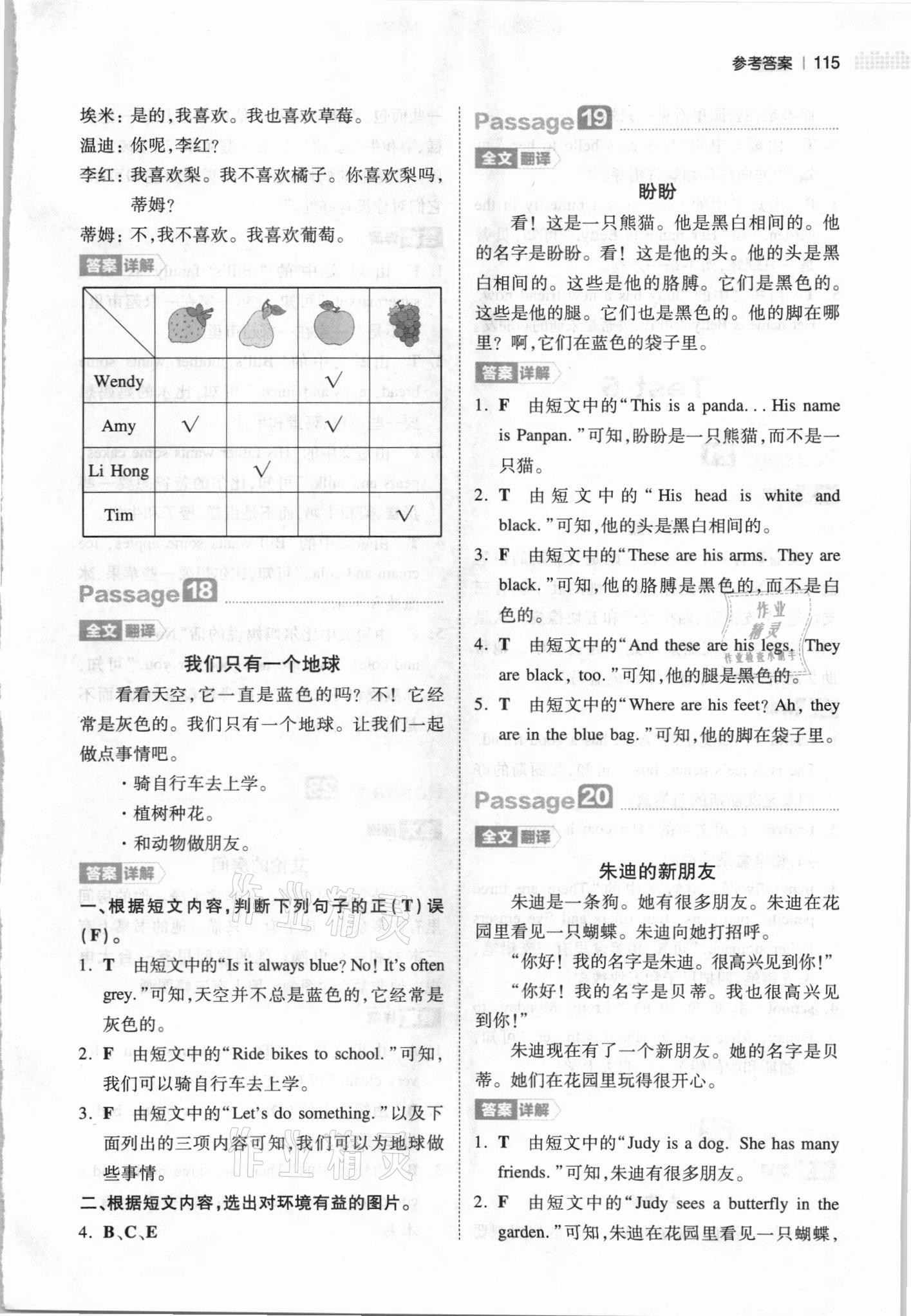 2021年一本三年級(jí)小學(xué)英語閱讀訓(xùn)練100篇 參考答案第6頁