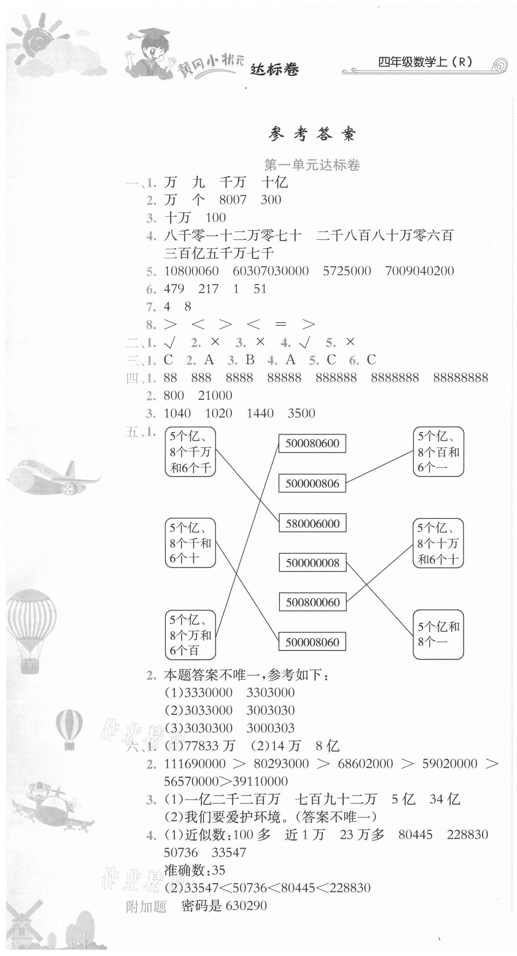 2021年黃岡小狀元達(dá)標(biāo)卷四年級(jí)數(shù)學(xué)上冊(cè)人教版 第1頁