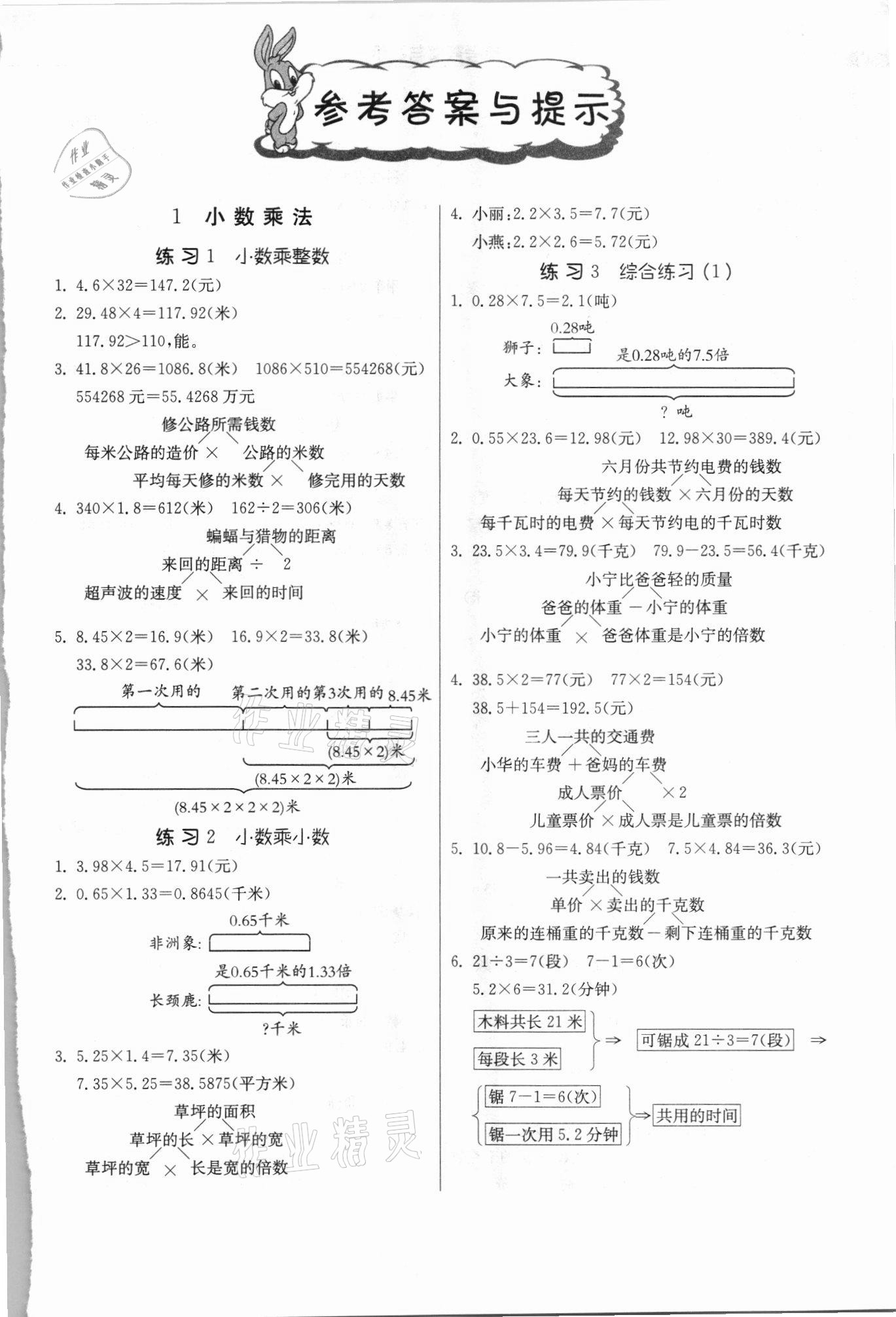 2021年春雨教育解題高手五年級數(shù)學(xué)上冊人教版 第1頁