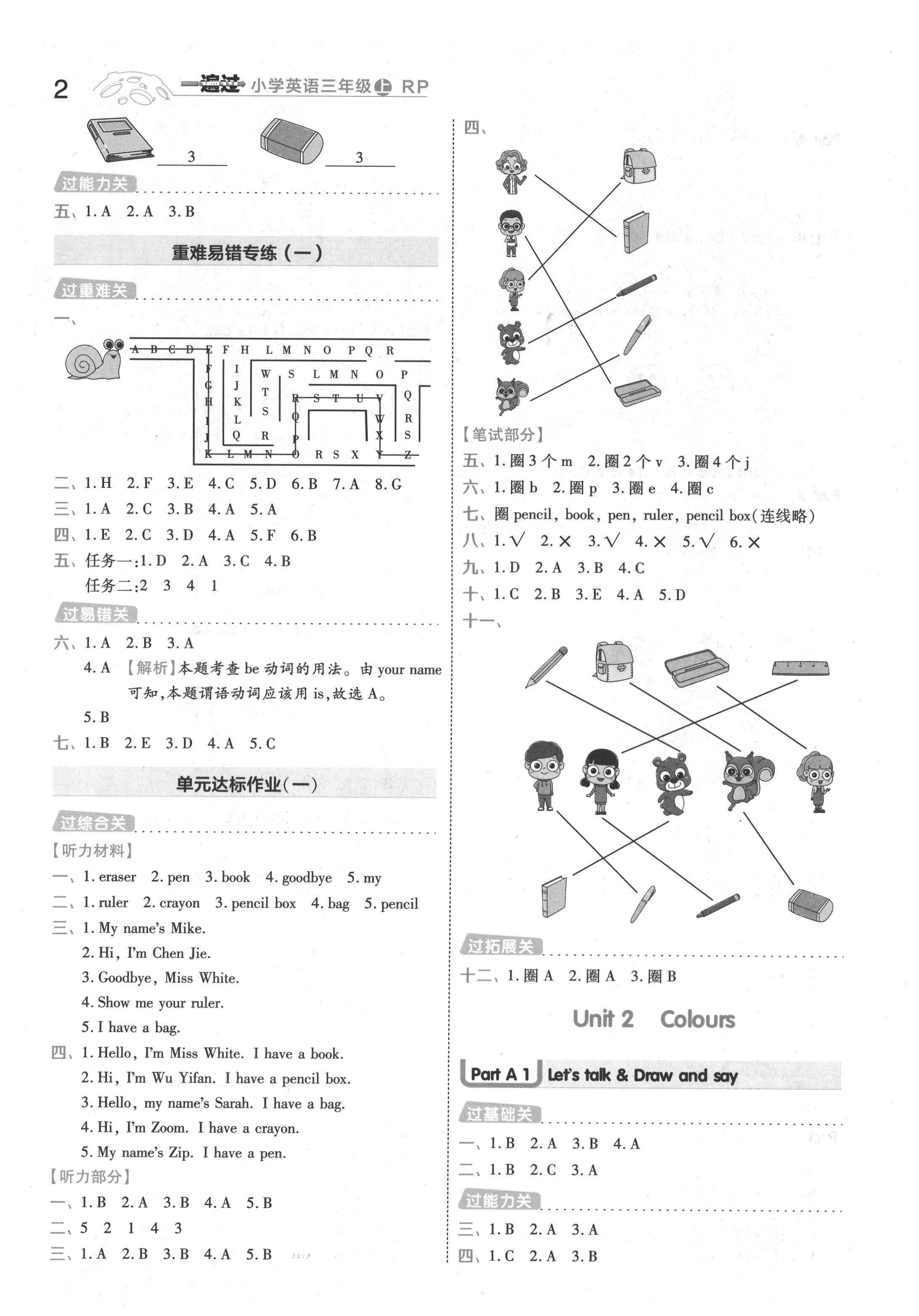 2021年一遍過三年級英語上冊人教版 第2頁