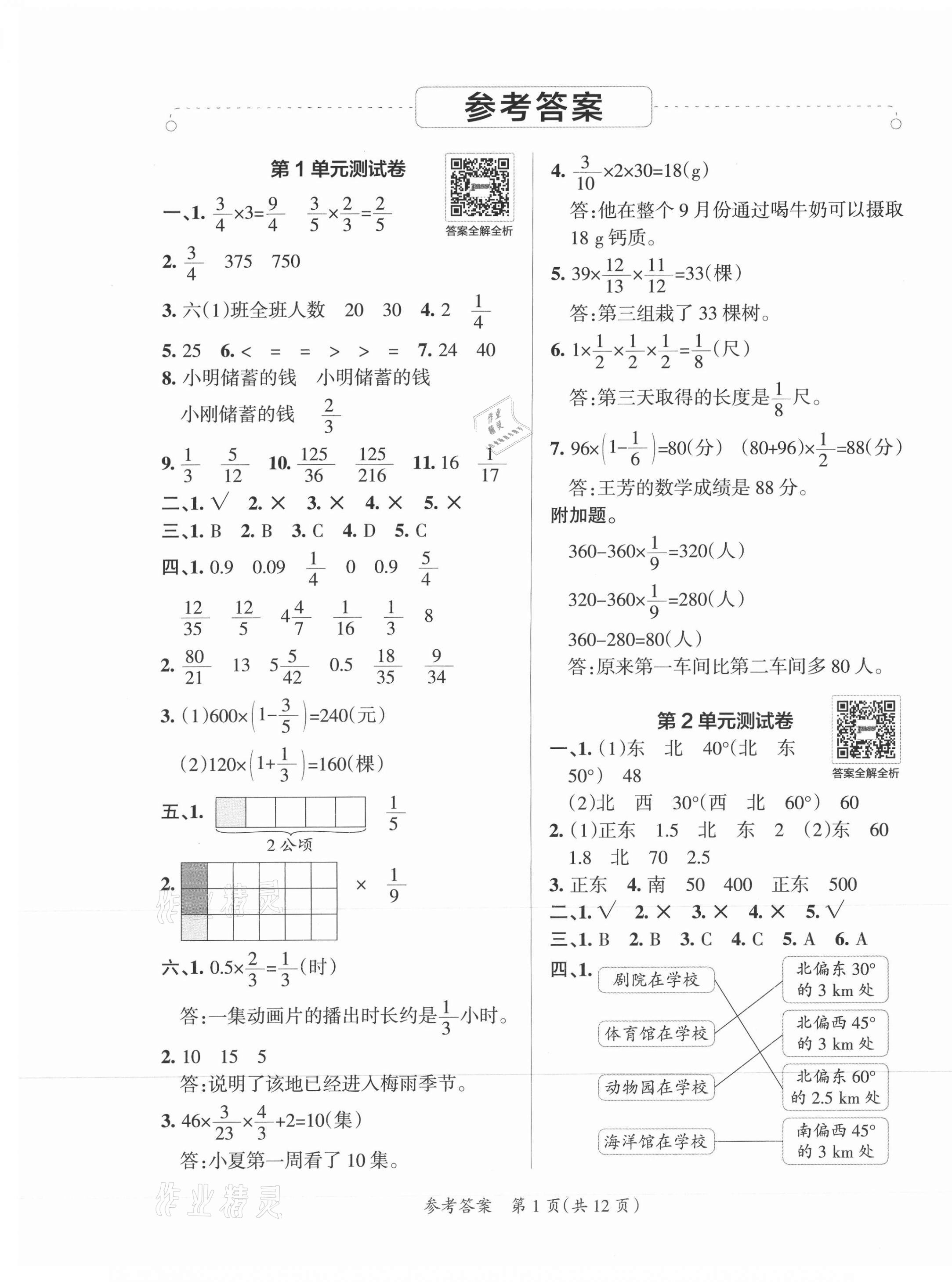 2021年小學(xué)學(xué)霸單元期末標(biāo)準(zhǔn)卷六年級數(shù)學(xué)上冊人教版 第1頁