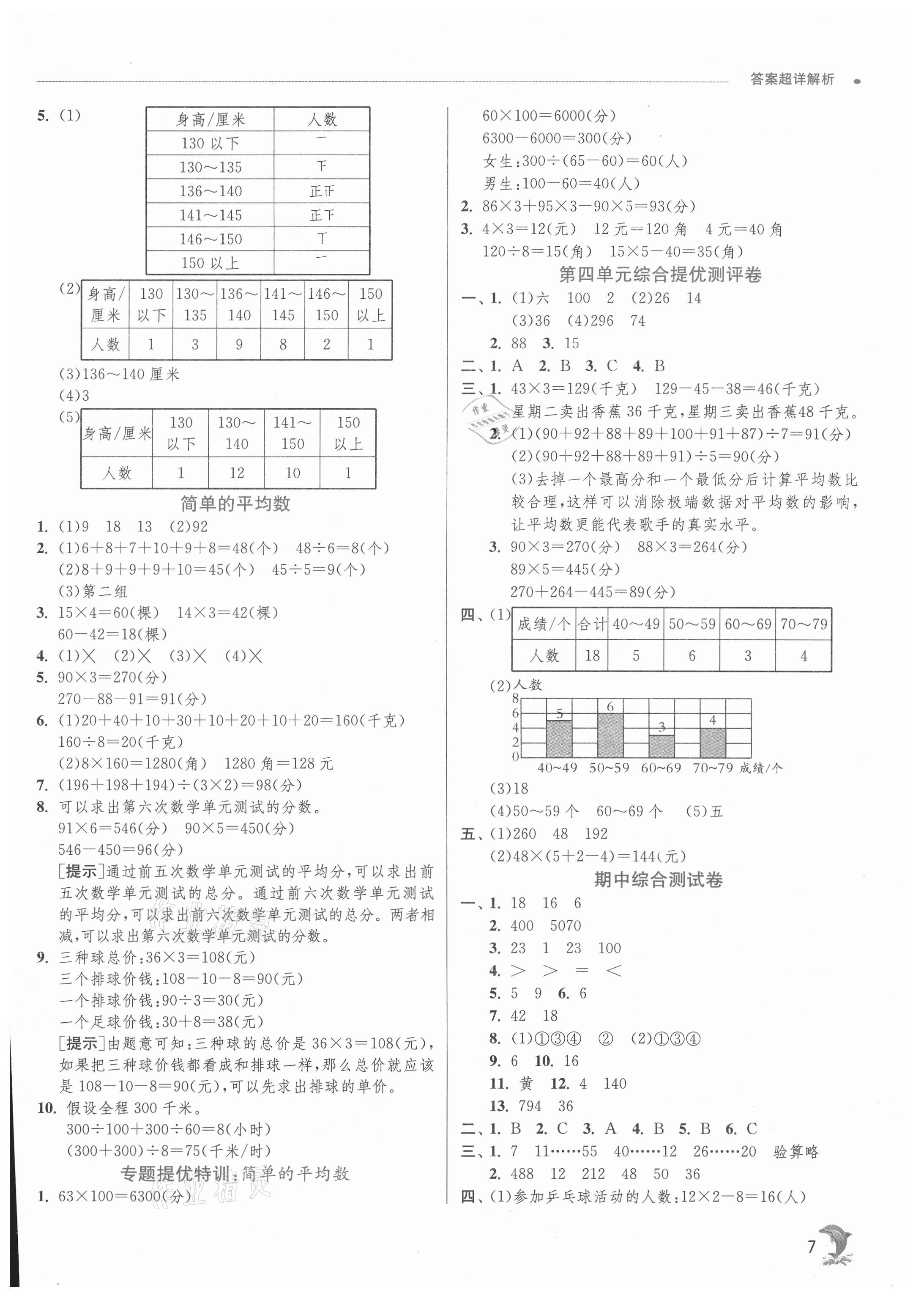 2021年實驗班提優(yōu)訓(xùn)練四年級數(shù)學(xué)上冊蘇教版江蘇專用 第7頁