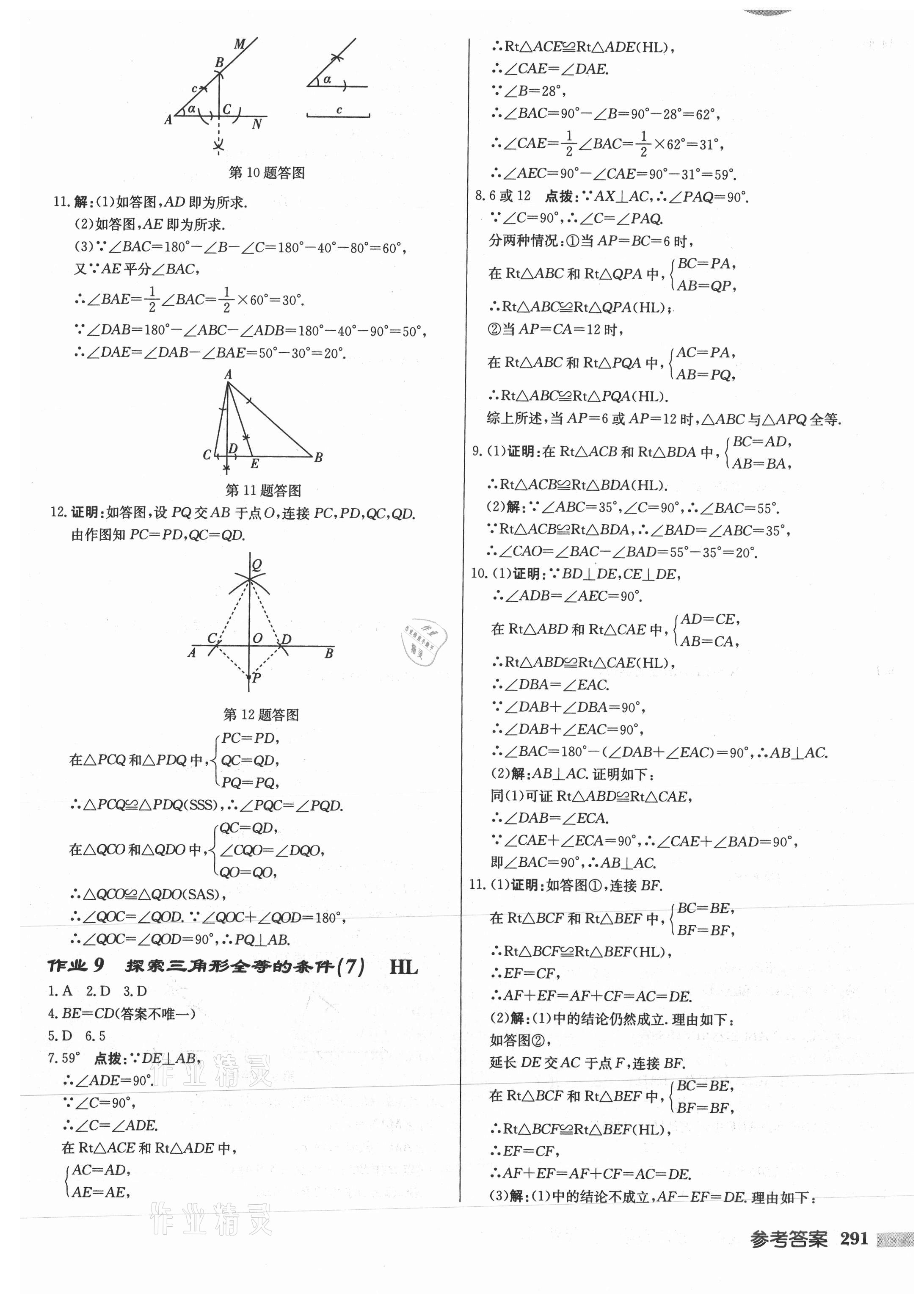 2021年启东中学作业本八年级数学上册苏科版徐州专版 参考答案第7页