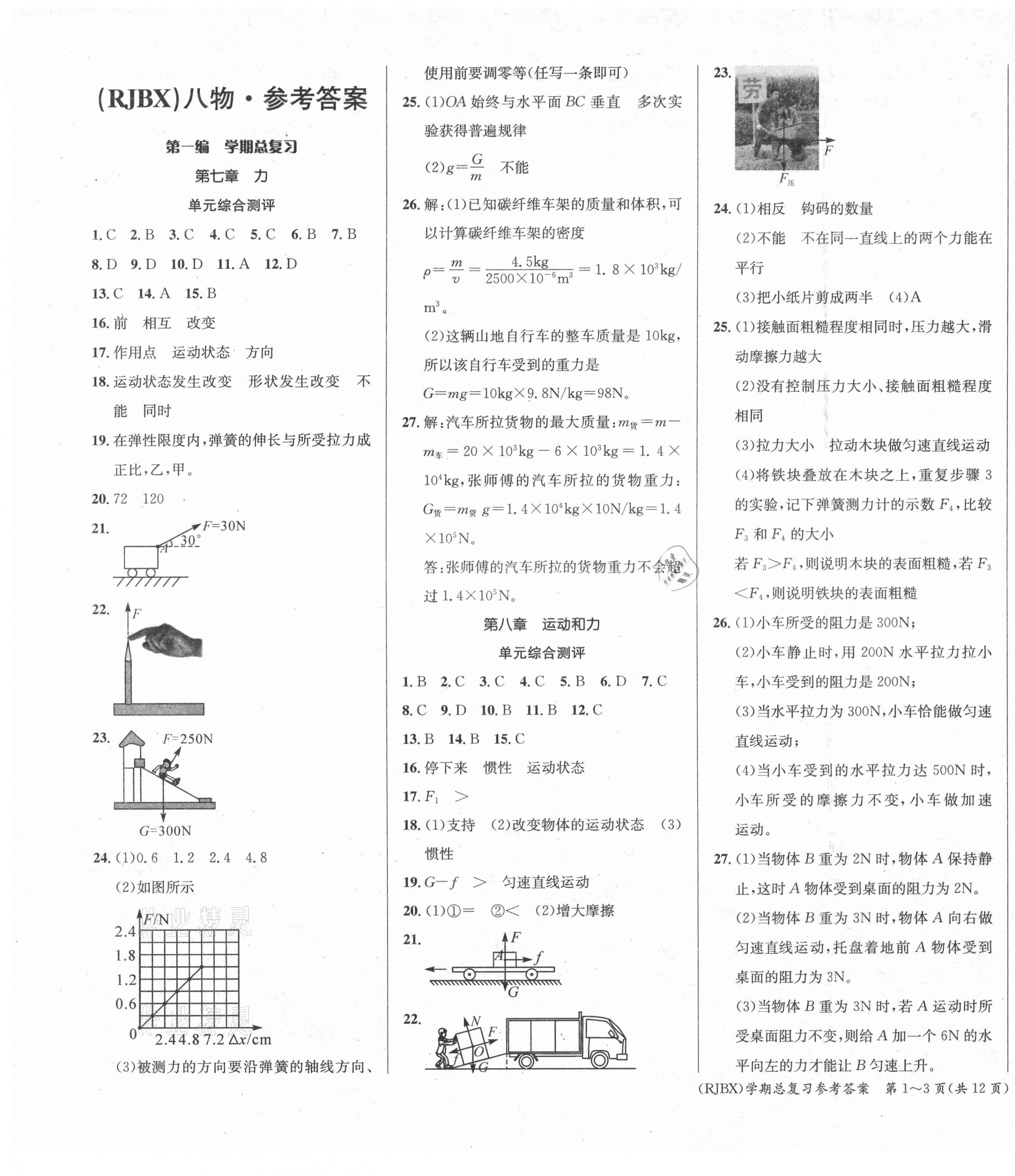 2021年名师帮学期总复习八年级物理人教版 第1页