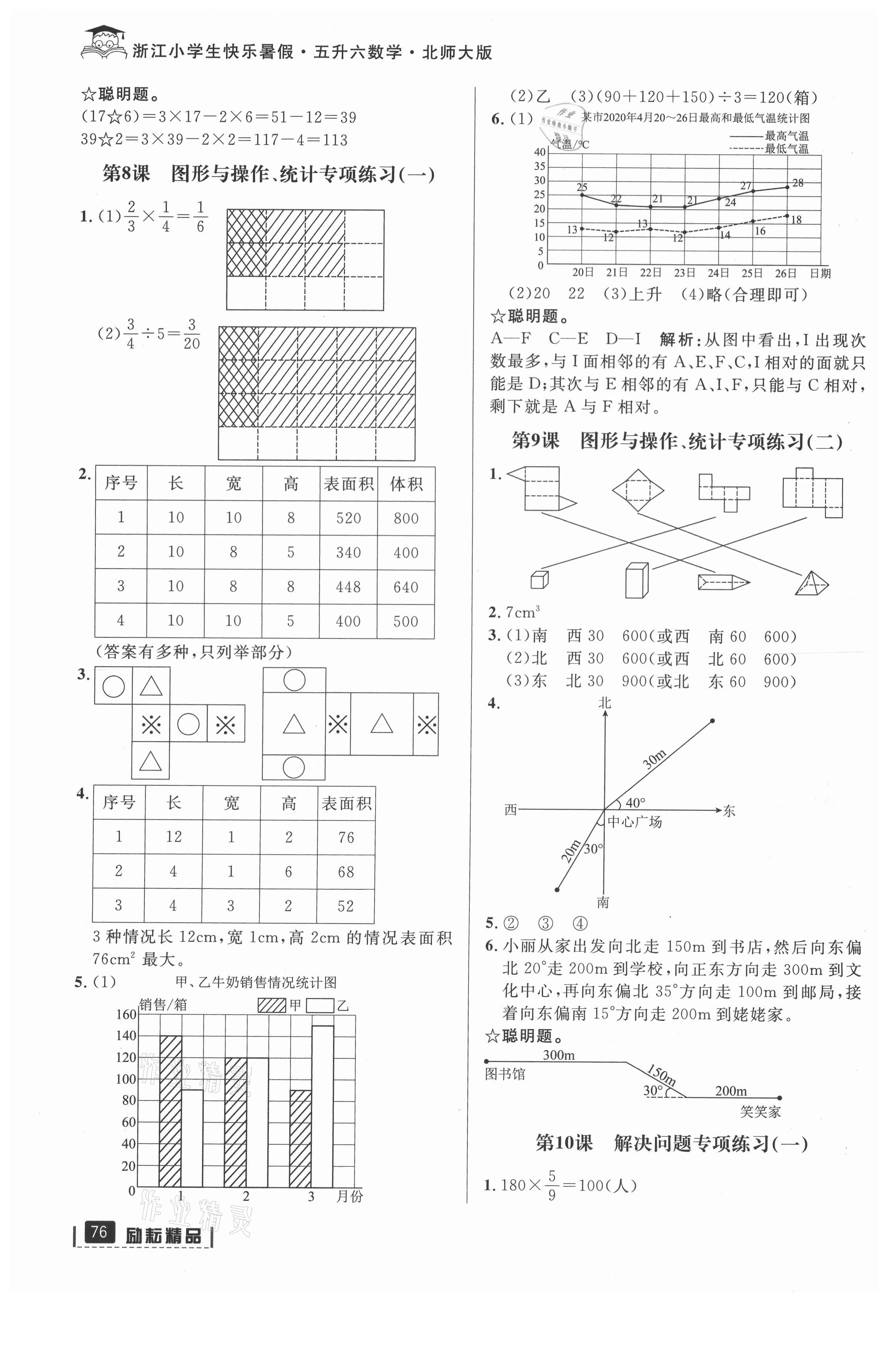 2021年快樂(lè)暑假延邊人民出版社五年級(jí)數(shù)學(xué)北師大版 參考答案第3頁(yè)