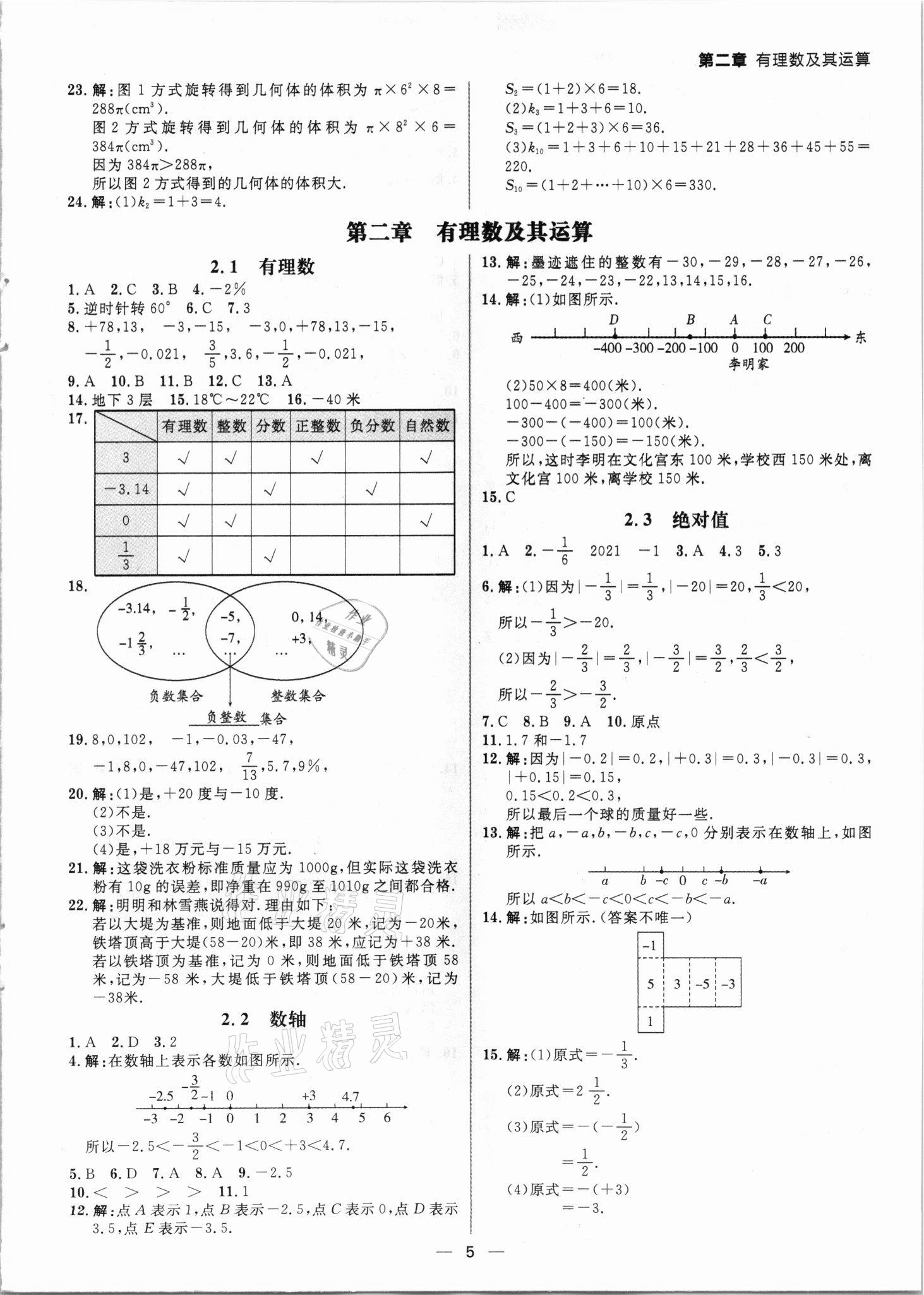 2021年練出好成績(jī)七年級(jí)數(shù)學(xué)上冊(cè)北師大版青島專版 參考答案第4頁(yè)