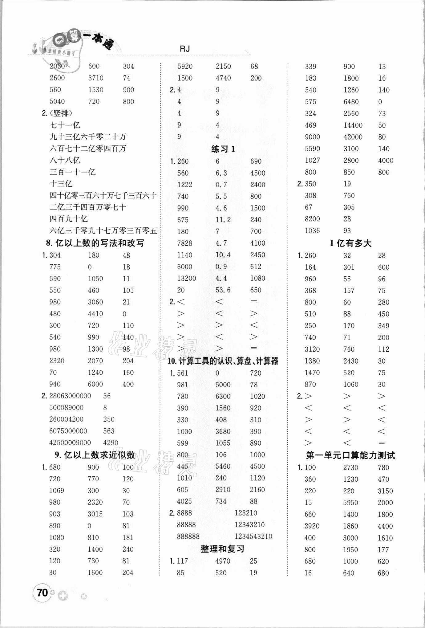 2021年口算一本通四年級(jí)數(shù)學(xué)上冊(cè)人教版 第2頁(yè)