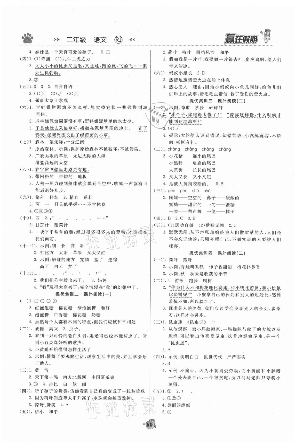 2021年赢在假期衔接优化训练二年级语文人教版暑假 第2页
