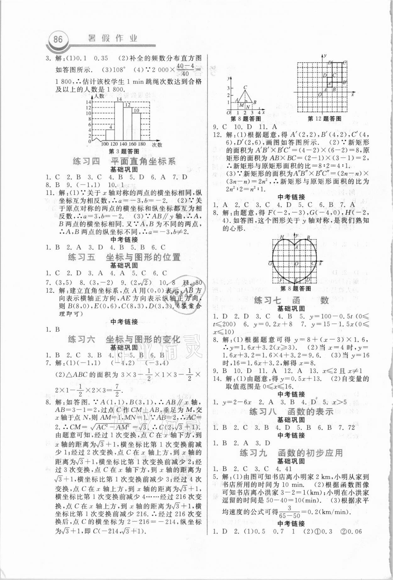 2021年暑假作业八年级数学人教版河北美术出版社 第2页