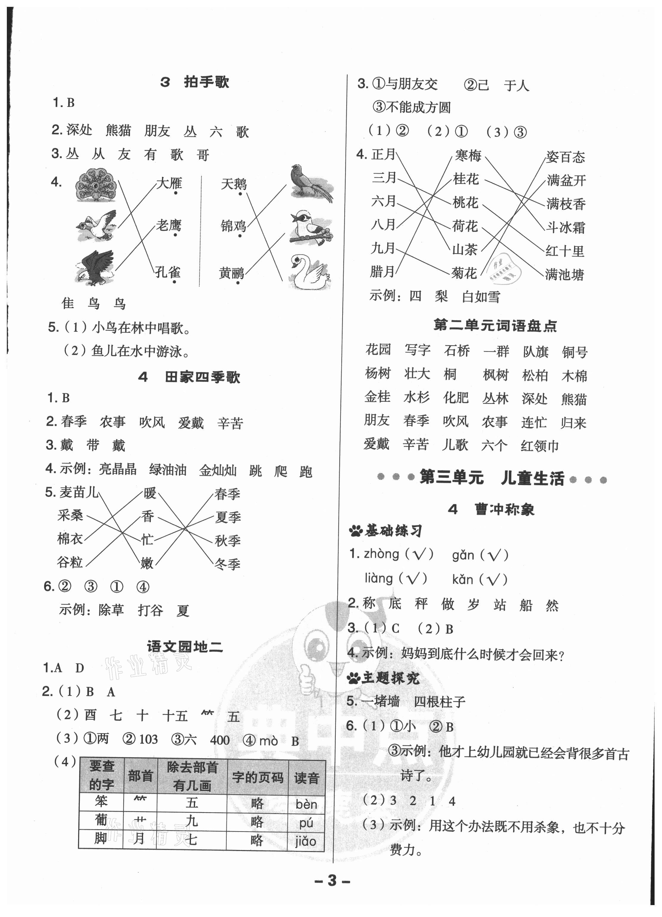 2021年綜合應(yīng)用創(chuàng)新題典中點二年級語文上冊人教版 第3頁