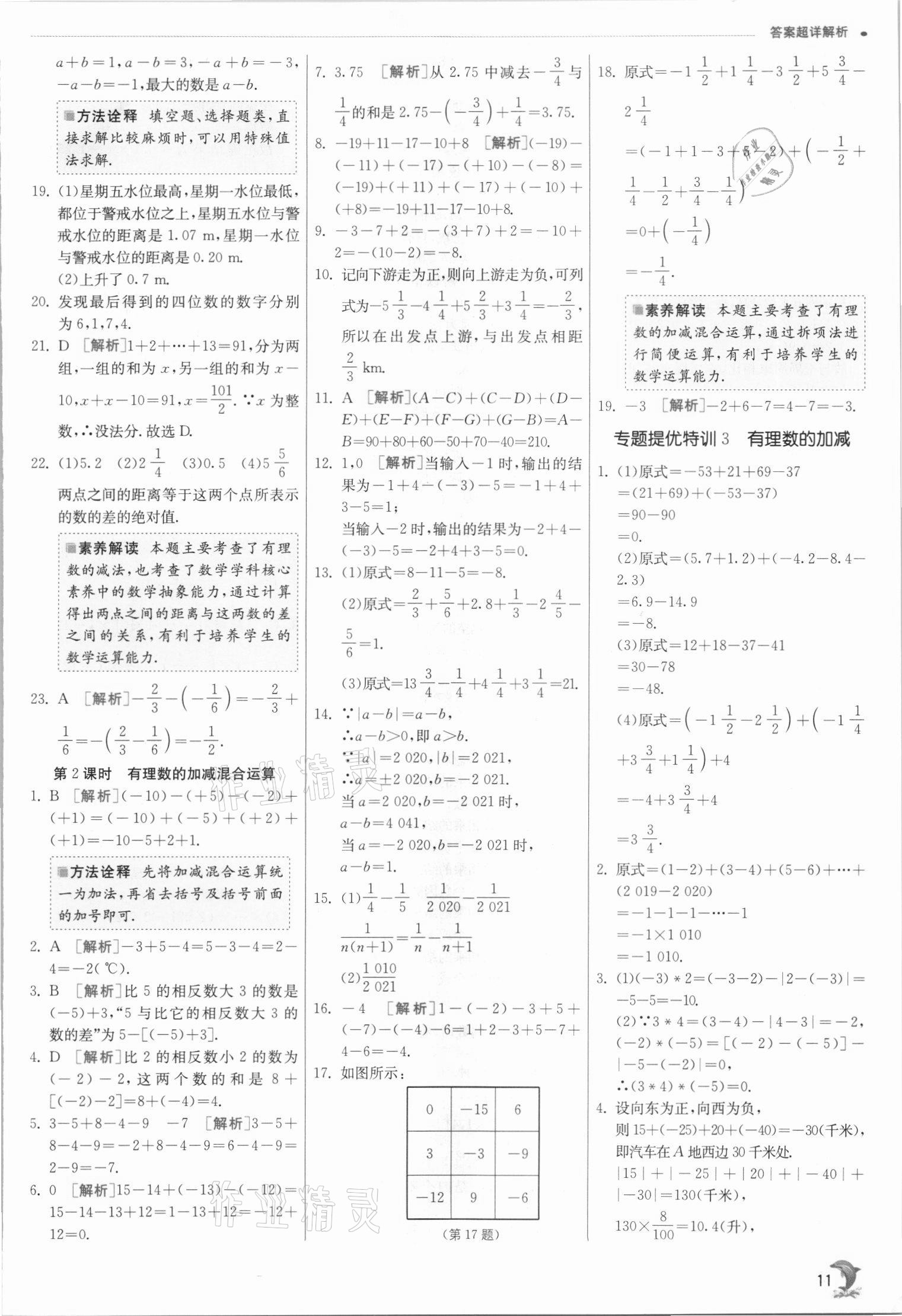 2021年實(shí)驗(yàn)班提優(yōu)訓(xùn)練七年級(jí)數(shù)學(xué)上冊(cè)浙教版 參考答案第11頁(yè)