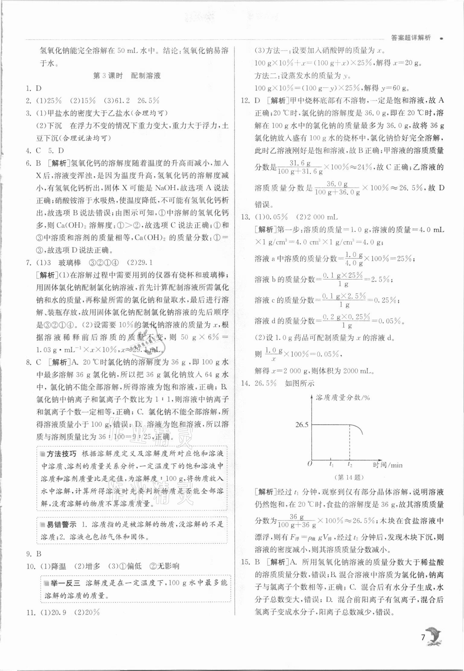 2021年實驗班提優(yōu)訓(xùn)練八年級科學(xué)上冊浙教版 參考答案第7頁