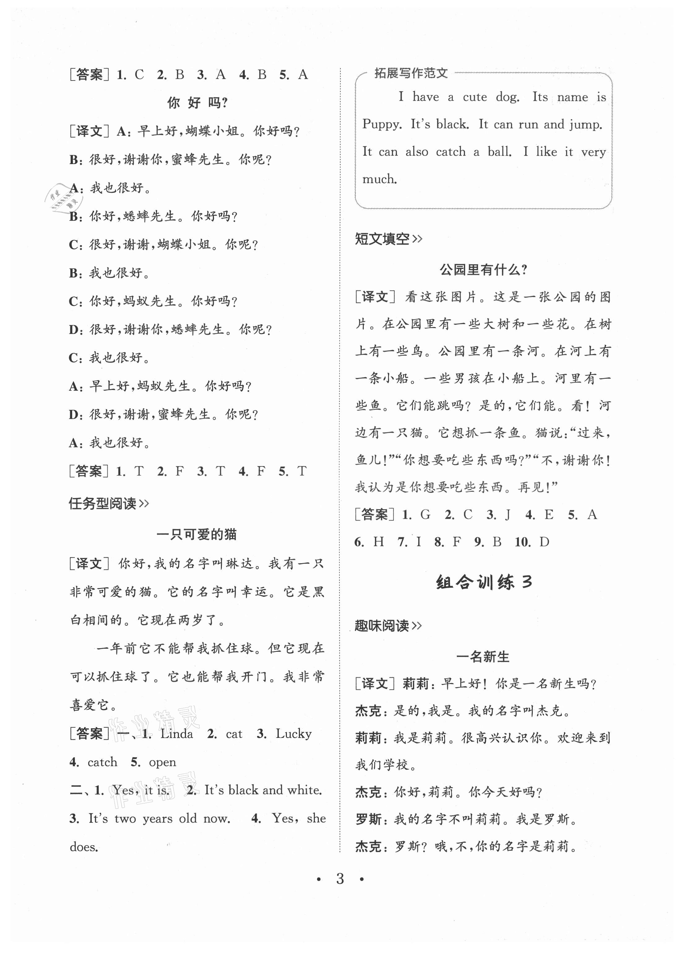 2021年通城學(xué)典小學(xué)英語(yǔ)閱讀組合訓(xùn)練三年級(jí)上冊(cè)通用版 第3頁(yè)