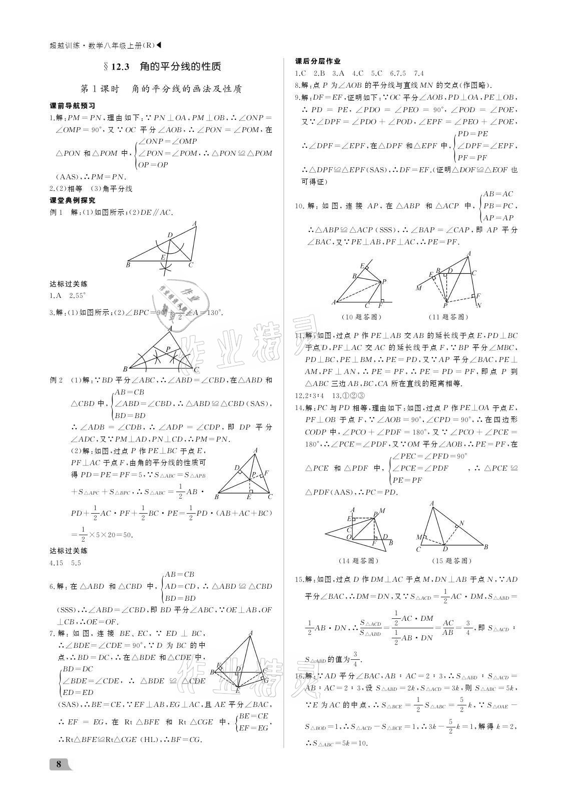 2021年超越訓(xùn)練八年級數(shù)學(xué)上冊人教版 參考答案第8頁