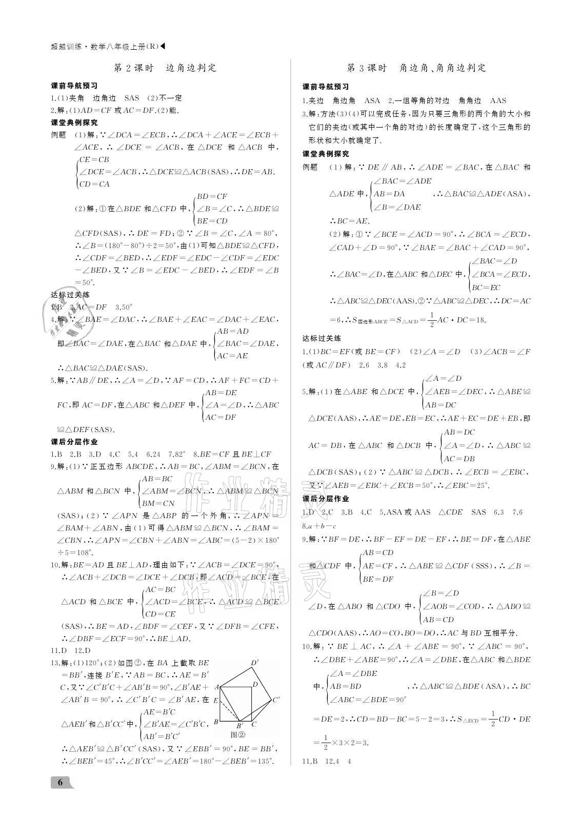 2021年超越训练八年级数学上册人教版 参考答案第6页