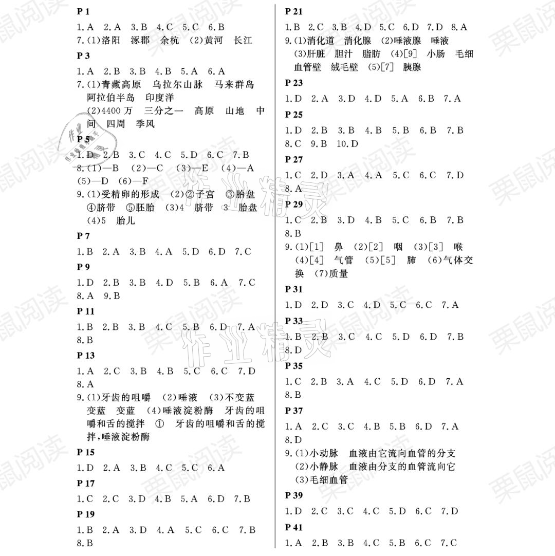 2021年暑假Happy假日七年级综合通用版 参考答案第1页