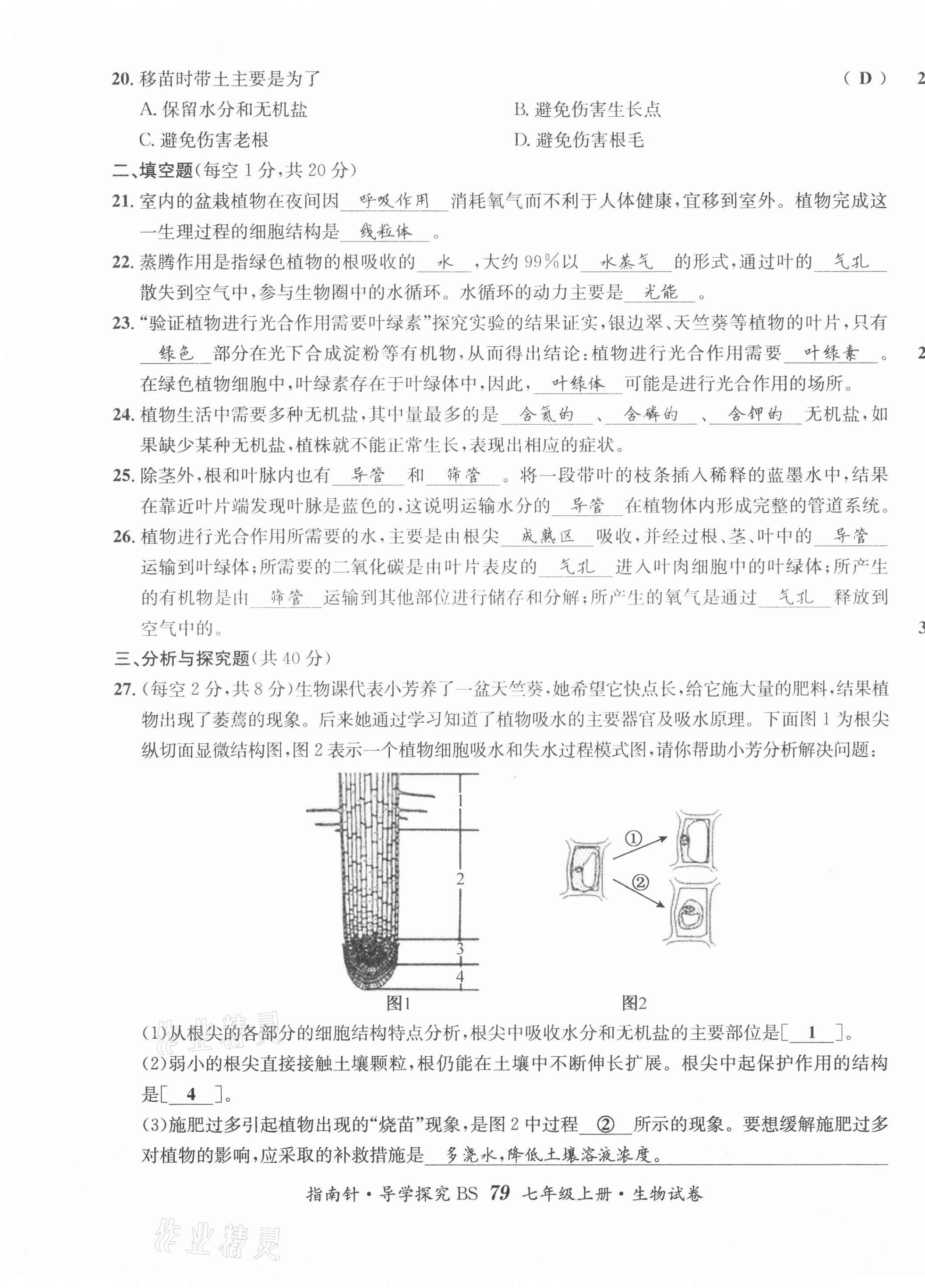 2021年課堂優(yōu)化指南針導(dǎo)學(xué)探究七年級(jí)生物上冊(cè)北師大版 第11頁(yè)