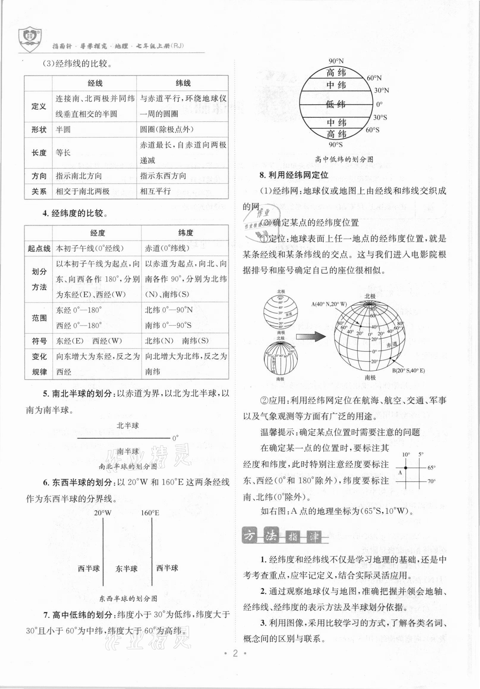 2021年课堂优化指南针导学探究七年级地理上册人教版 参考答案第8页