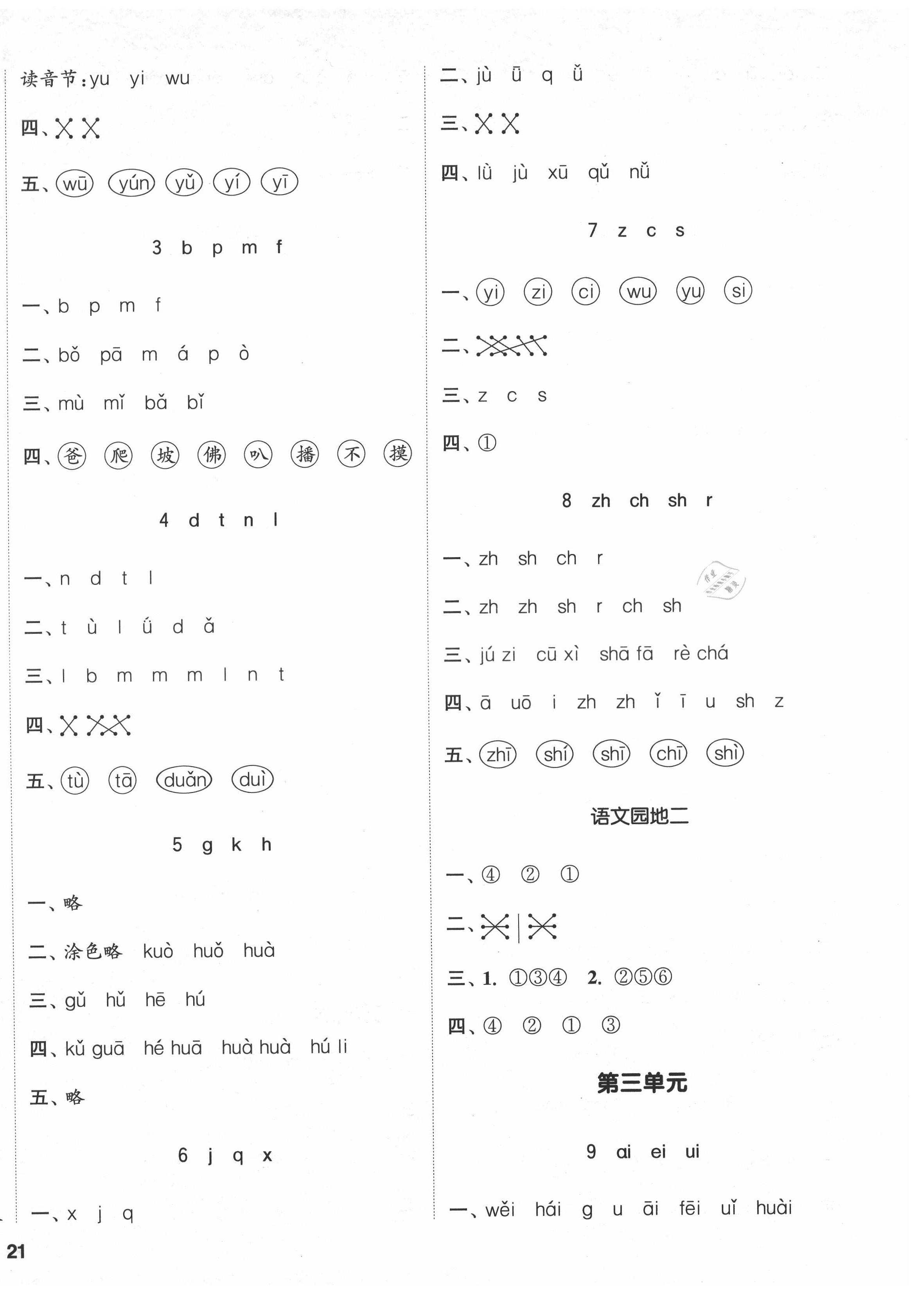 2021年通城學(xué)典課時(shí)新體驗(yàn)一年級(jí)語(yǔ)文上冊(cè)人教版 參考答案第2頁(yè)