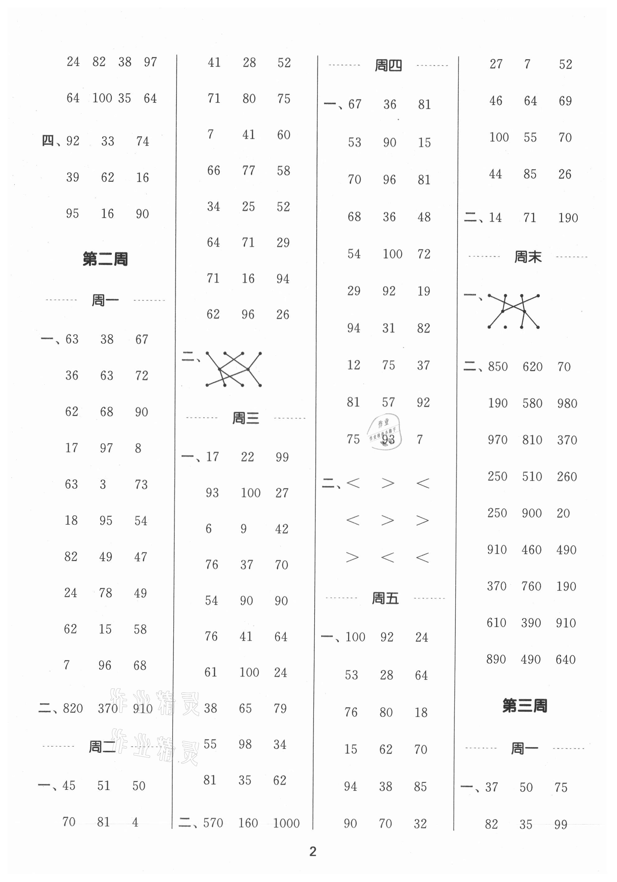 2021年通城学典计算能手三年级数学上册人教版 第2页