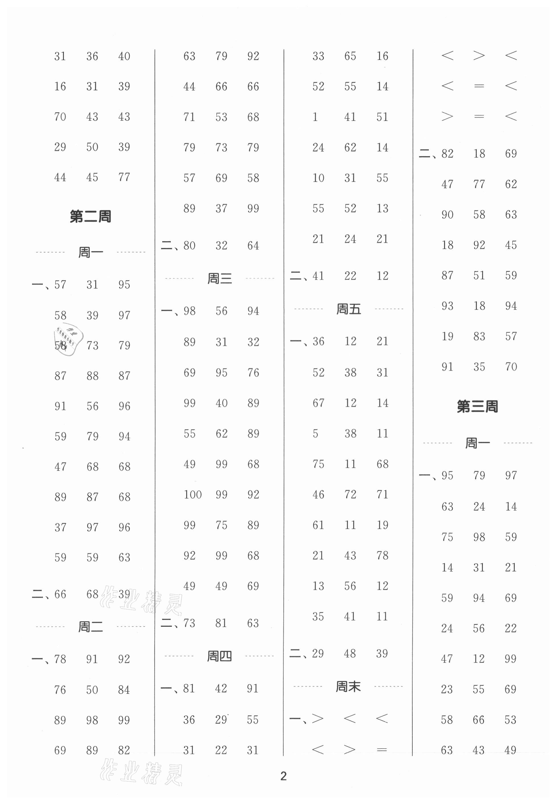 2021年通城學(xué)典計(jì)算能手二年級(jí)數(shù)學(xué)上冊(cè)人教版 第2頁(yè)