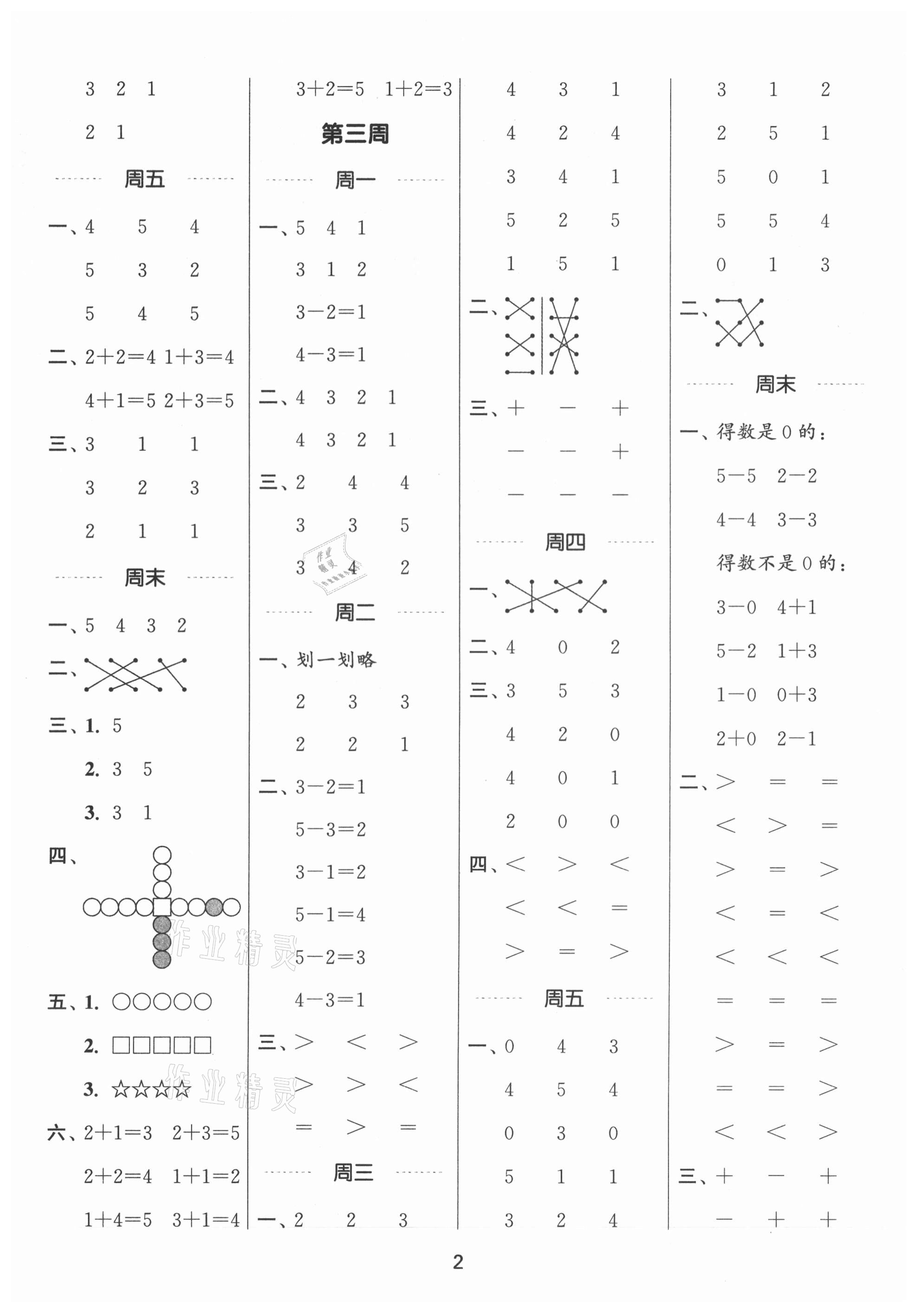 2021年通城學(xué)典計算能手一年級數(shù)學(xué)上冊人教版 第2頁