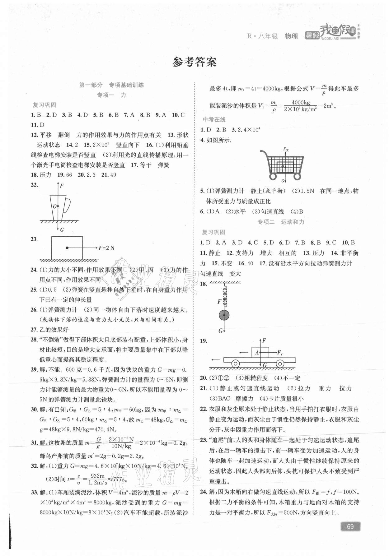 2021年假期特训学期总复习八年级物理 第1页