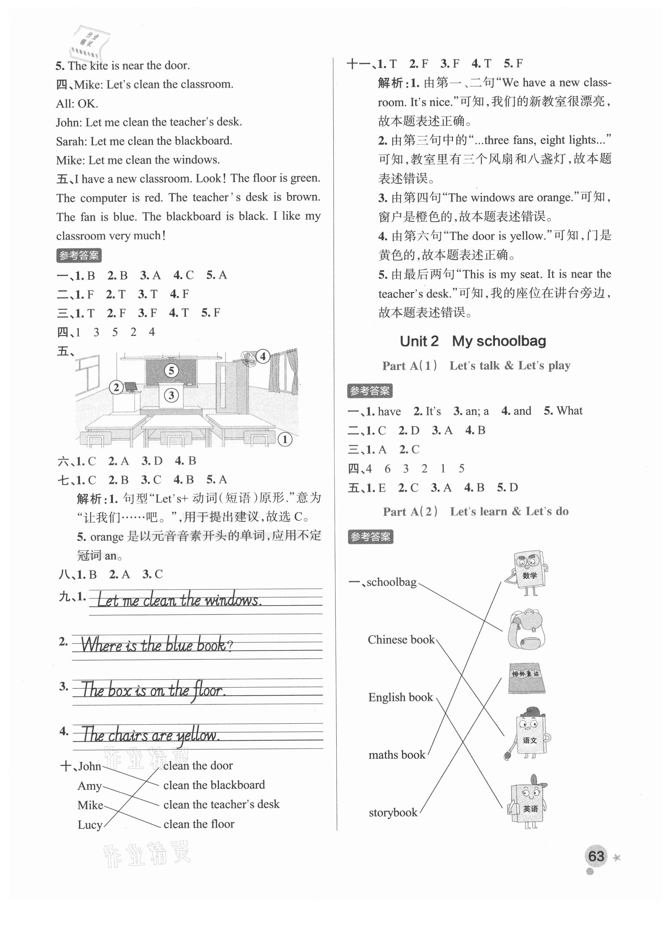 2021年小學(xué)學(xué)霸作業(yè)本四年級英語上冊人教版 參考答案第3頁