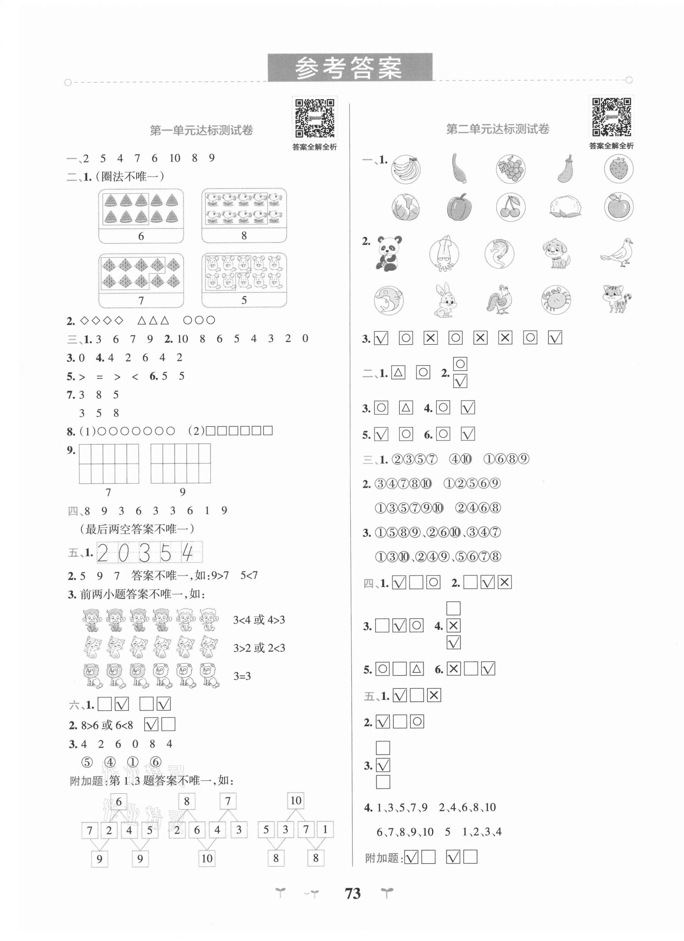 2021年小學(xué)學(xué)霸沖A卷一年級(jí)數(shù)學(xué)上冊(cè)青島版 第3頁