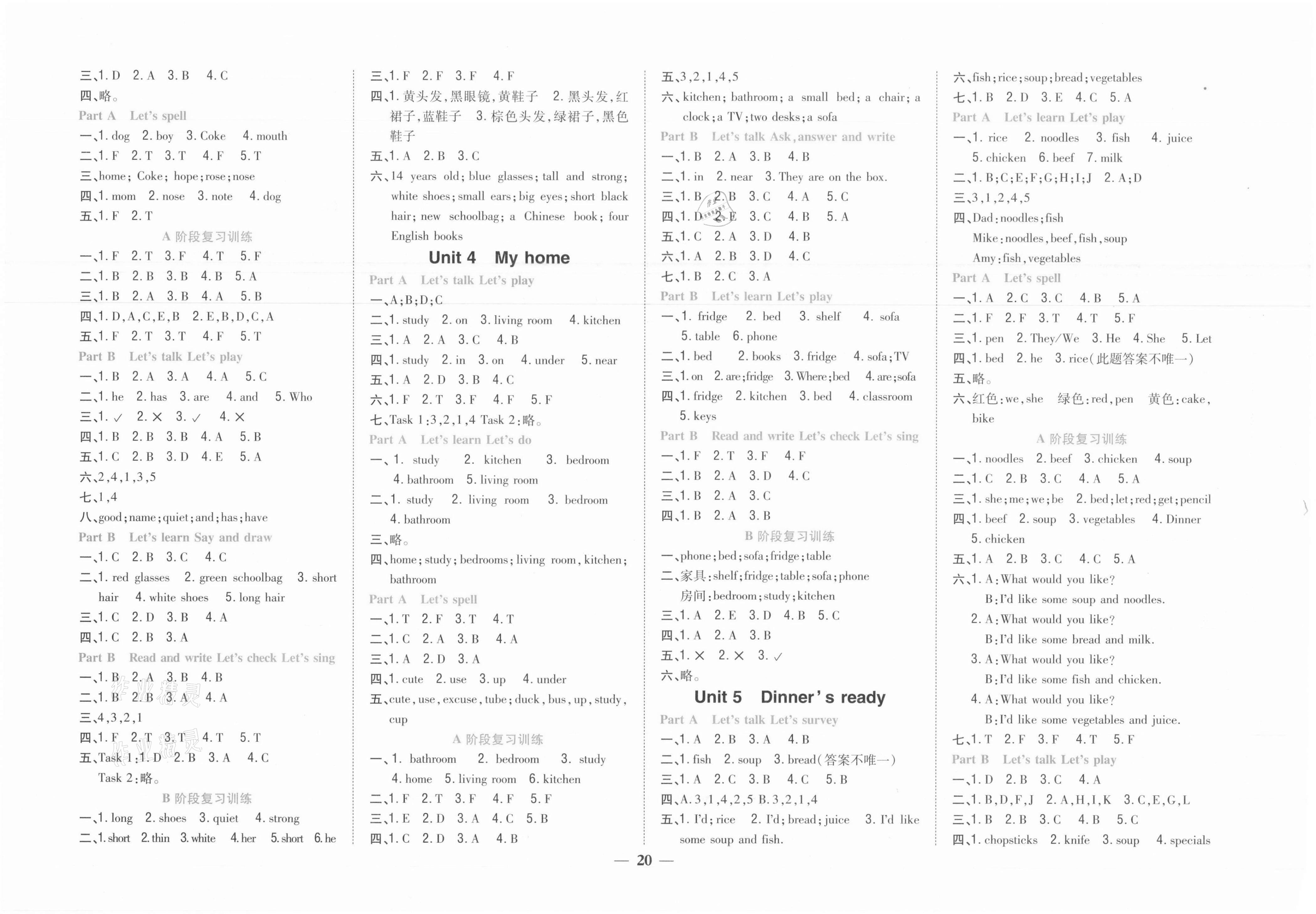 2021年小學(xué)題幫四年級(jí)英語(yǔ)上冊(cè)人教版 參考答案第2頁(yè)