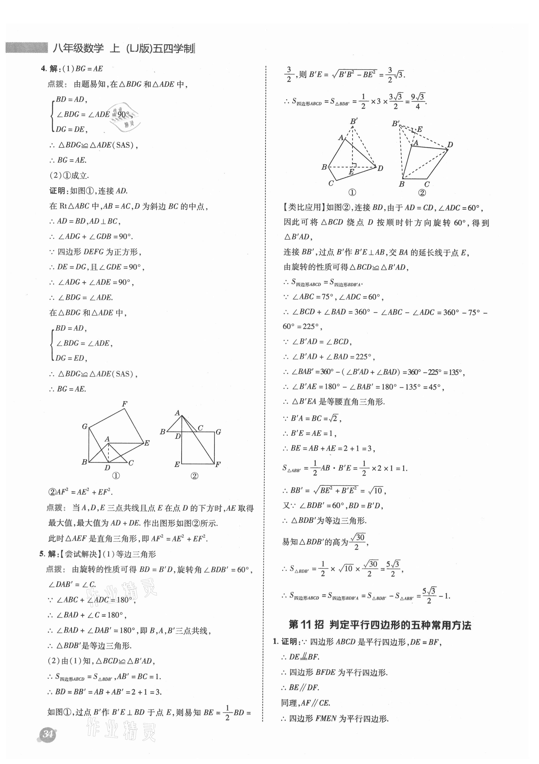 2021年綜合應用創(chuàng)新題典中點八年級數(shù)學上冊魯教版54制 參考答案第8頁