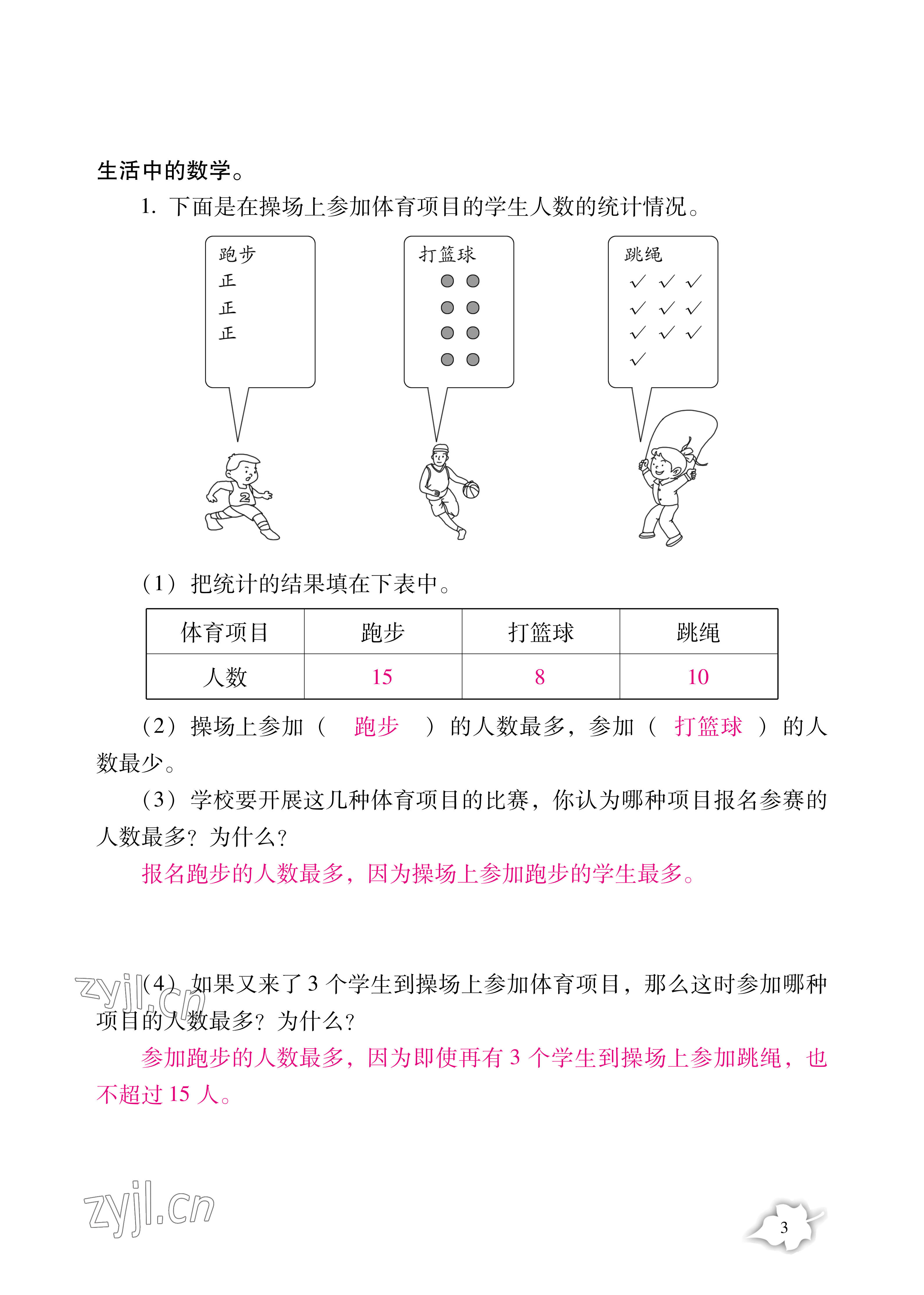 2021年小学生暑假专项作业二年级综合人教版 参考答案第3页