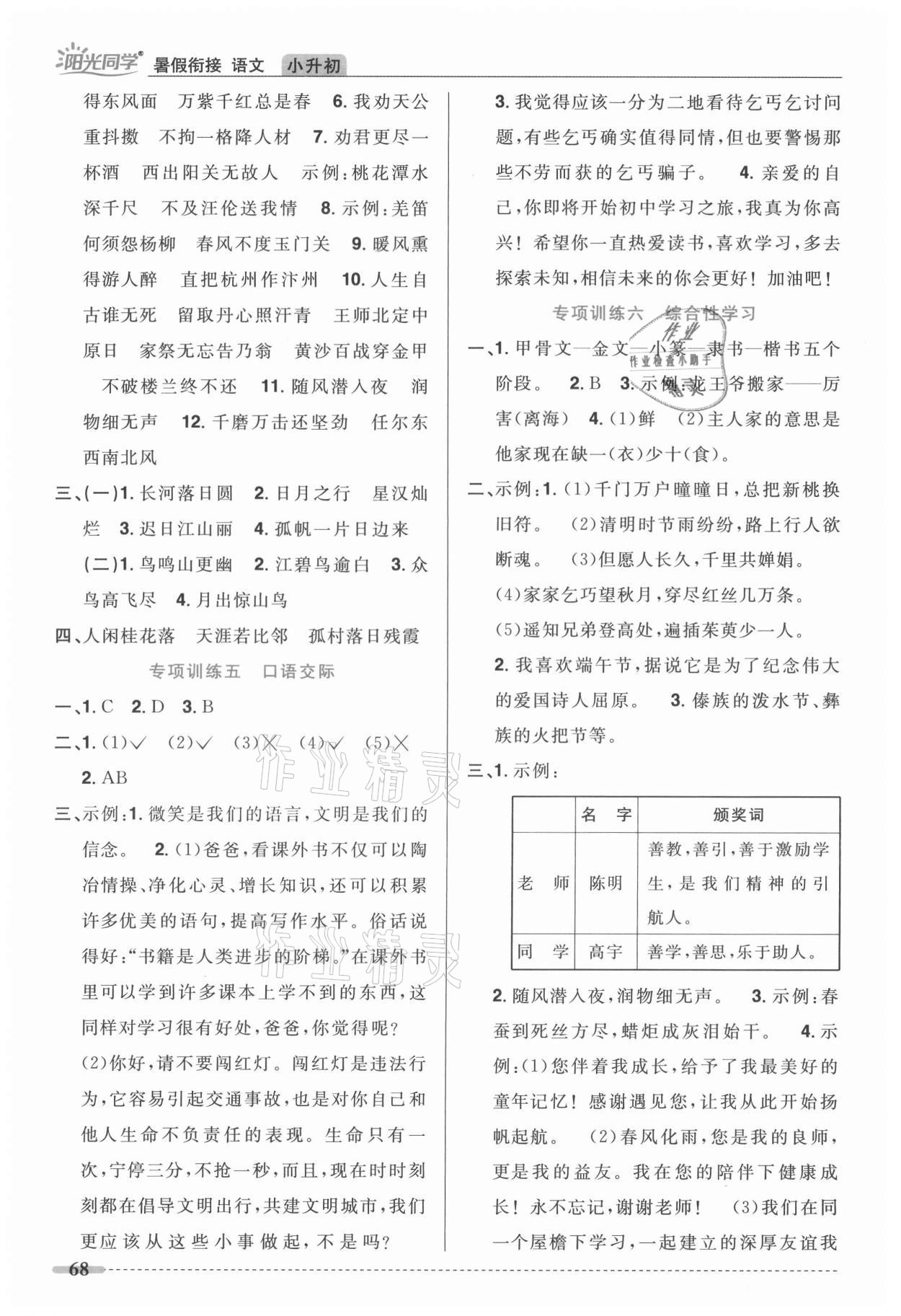 2021年陽光同學(xué)暑假銜接語文小升初 第2頁