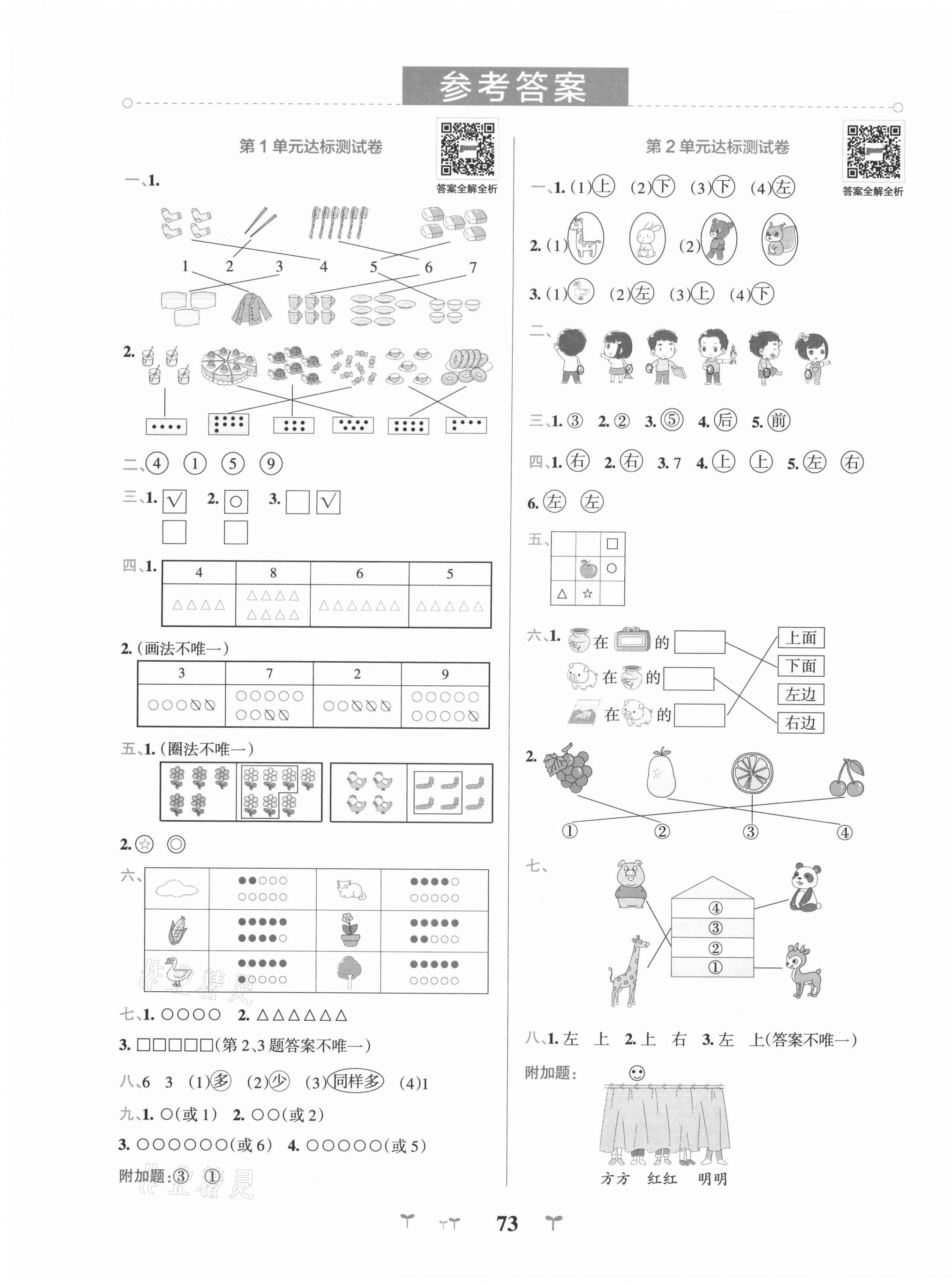 2021年小學(xué)學(xué)霸沖A卷一年級數(shù)學(xué)上冊人教版 第3頁