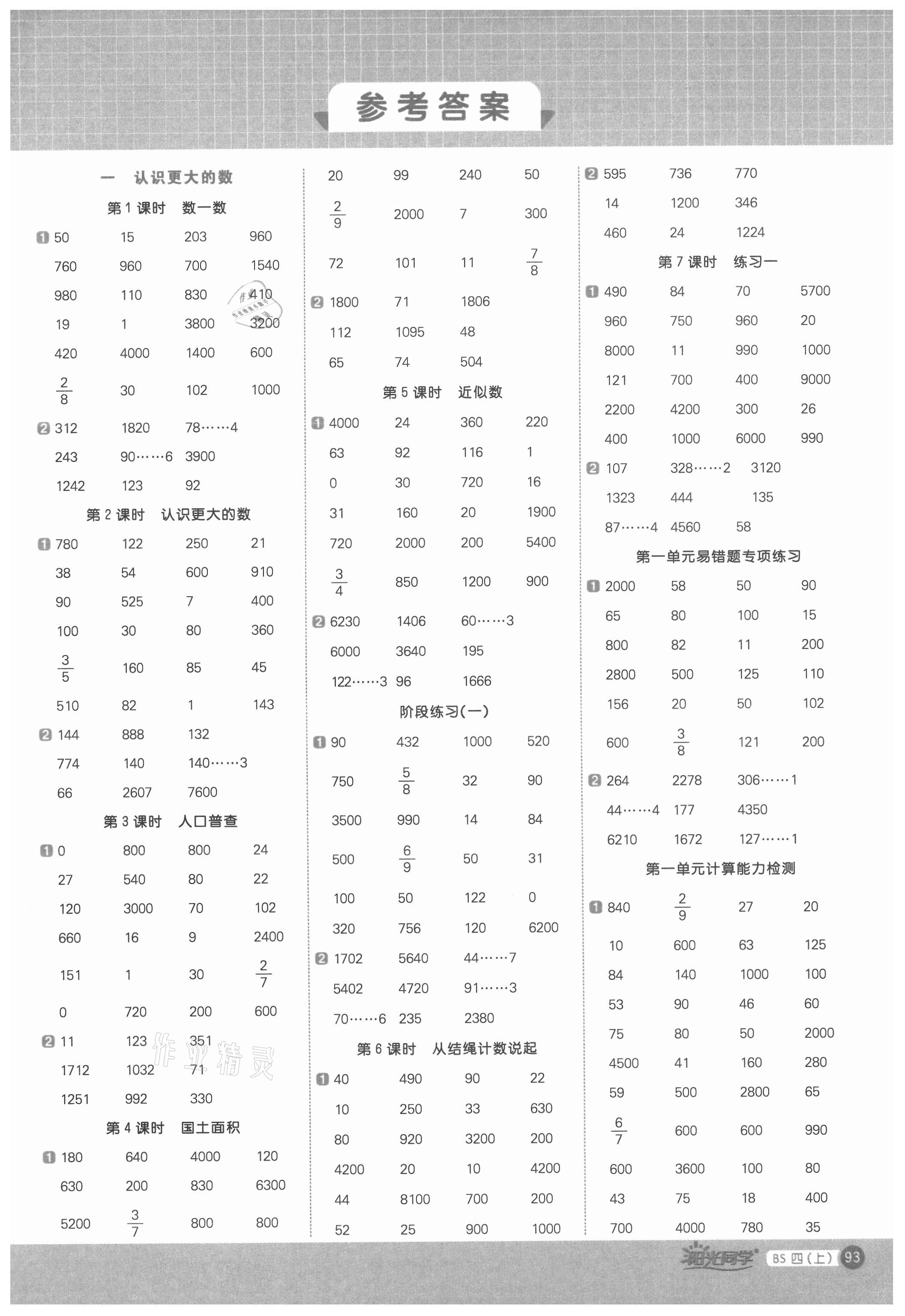 2021年陽光同學(xué)計算小達(dá)人四年級數(shù)學(xué)上冊北師大版 第1頁