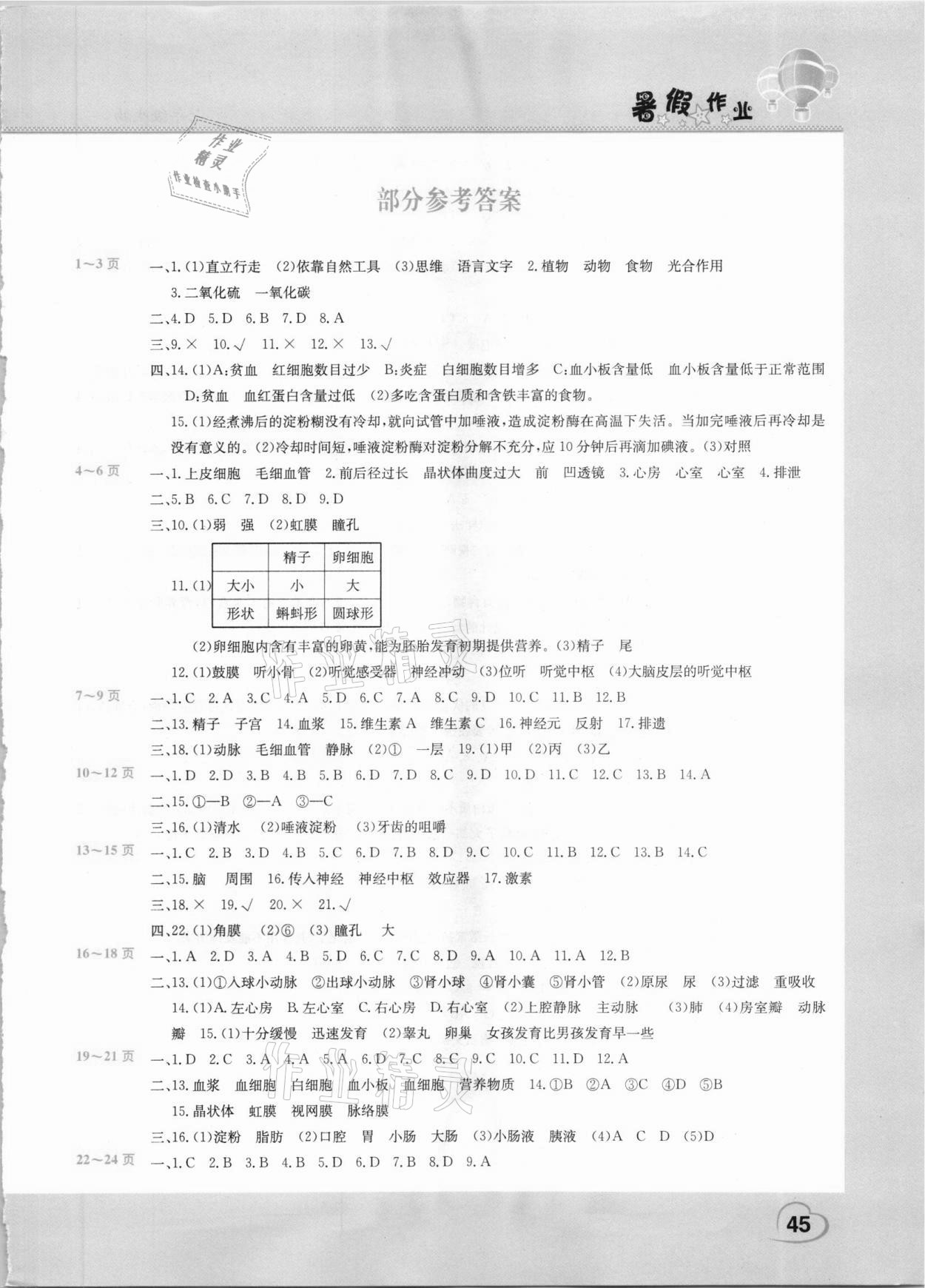 2021年新锐图书假期园地暑假作业中原农民出版社七年级生物通用版 第1页