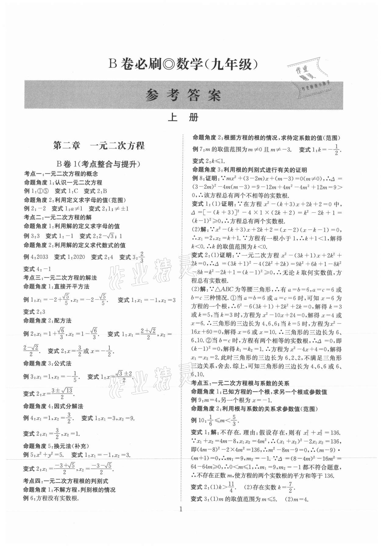 2021年B卷必刷九年級數(shù)學(xué)全一冊北師大版 第1頁