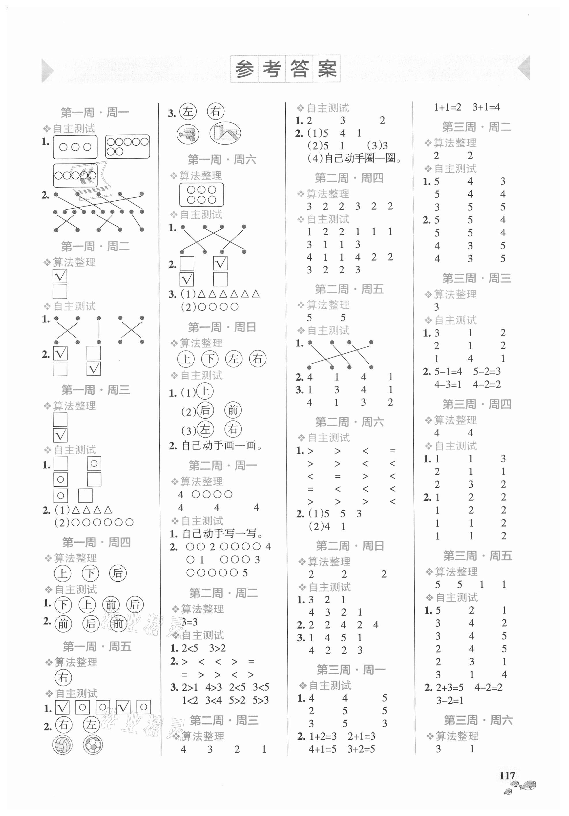 2021年小學(xué)學(xué)霸天天計算一年級數(shù)學(xué)上冊人教版 第1頁