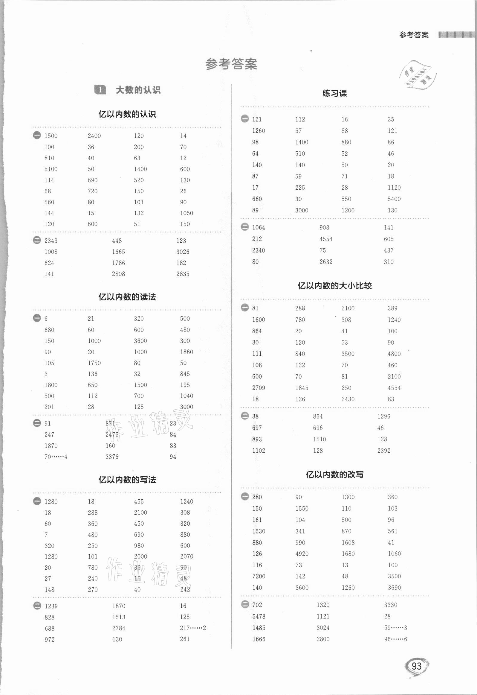 2021年計算全能四年級數(shù)學(xué)上冊人教版 第1頁