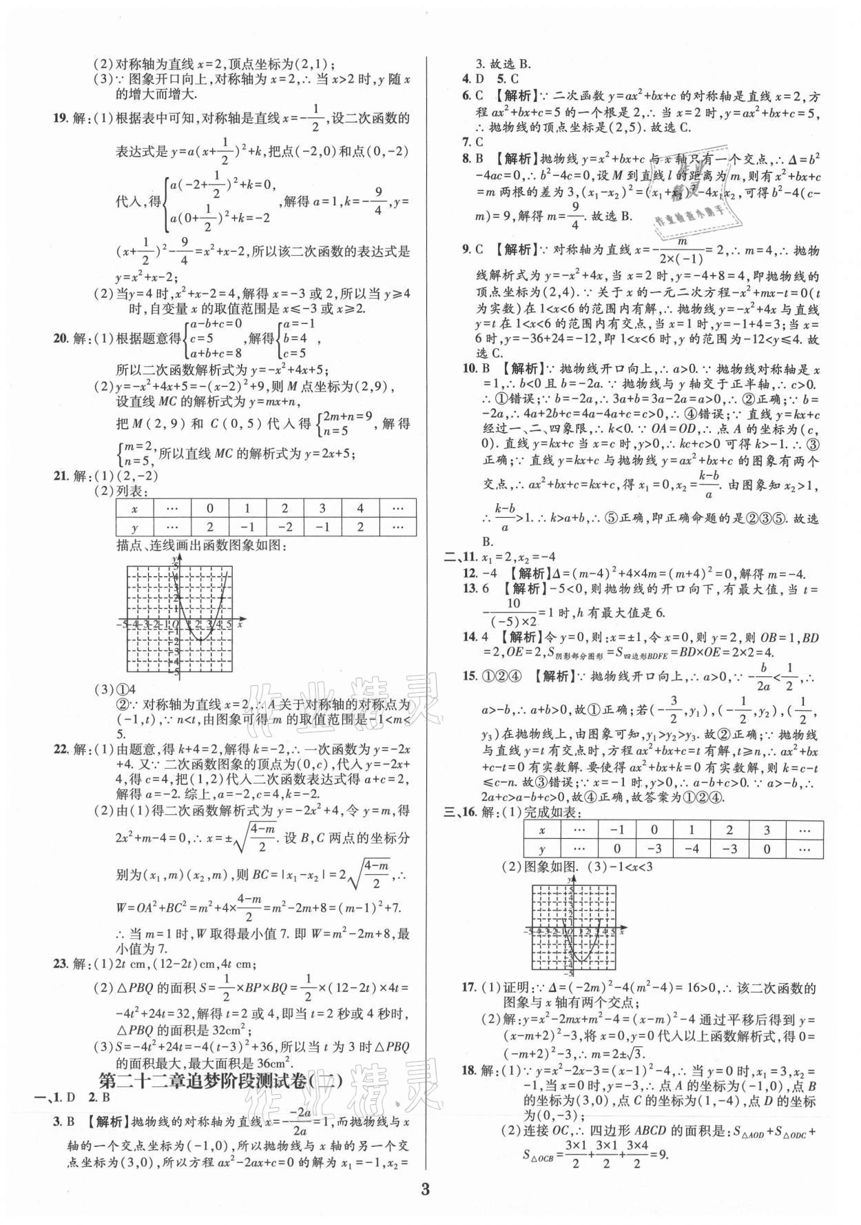 2021年追夢之旅鋪路卷九年級數學全一冊人教版河南專版 參考答案第3頁